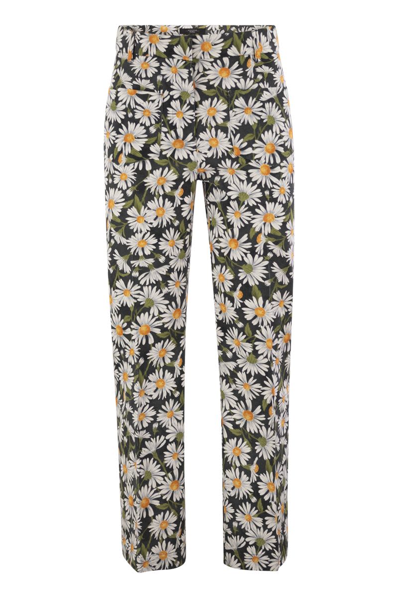 WEEKEND MAX MARA Floral Printed Stretch Cotton Pants