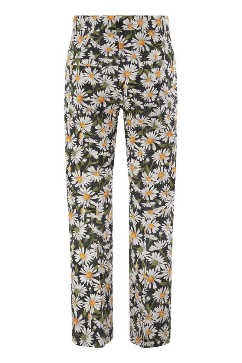 WEEKEND MAX MARA Floral Printed Stretch Cotton Pants