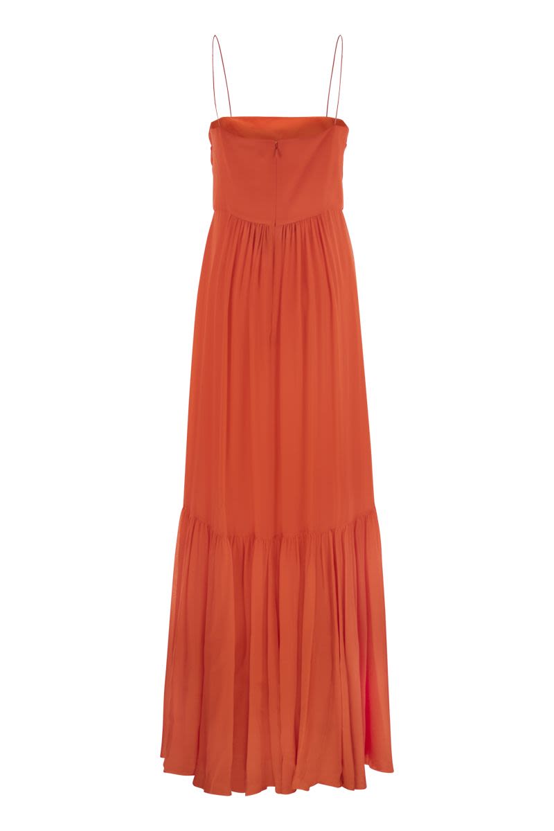 MAX MARA Draped Georgette Dress with Ruffle Skirt for Women