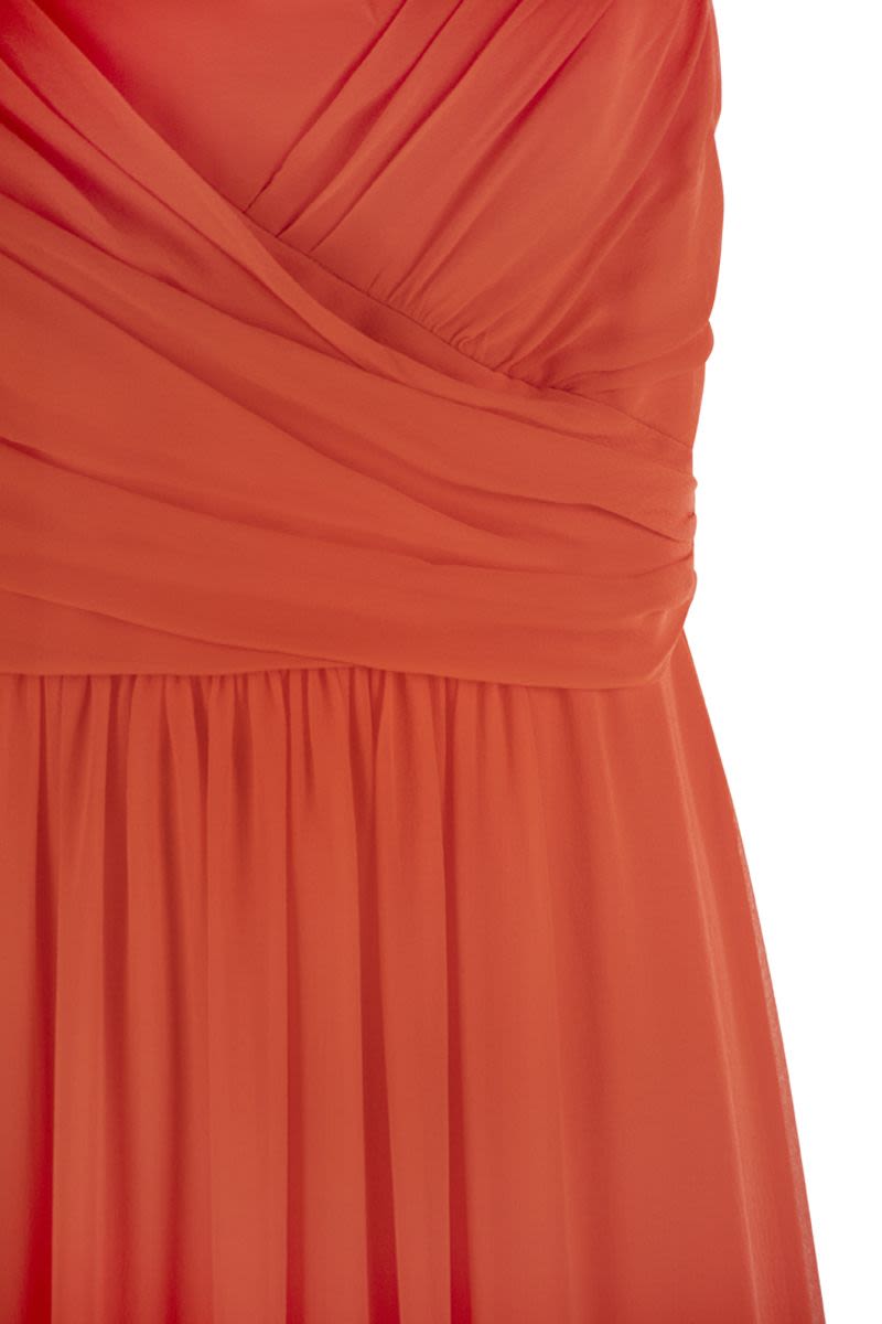 MAX MARA Draped Georgette Dress with Ruffle Skirt for Women