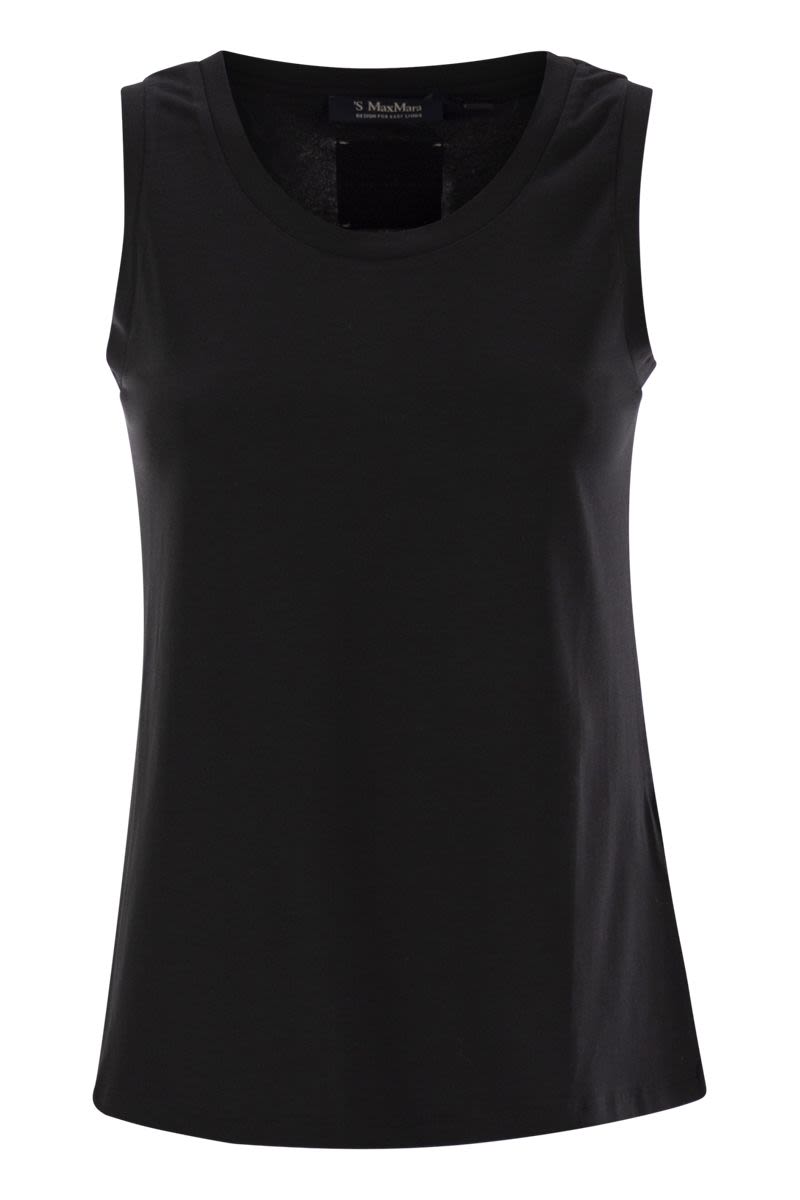S MAX MARA Regular Fit Sleeveless Stretch Cotton Top