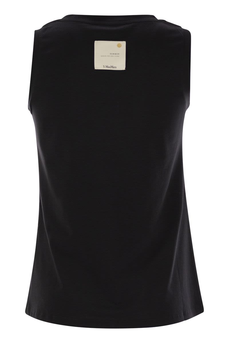 S MAX MARA Regular Fit Sleeveless Stretch Cotton Top