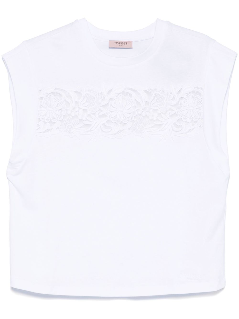 TWIN-SET Cozy Crew Neck Sweater with Cap Sleeves for Women