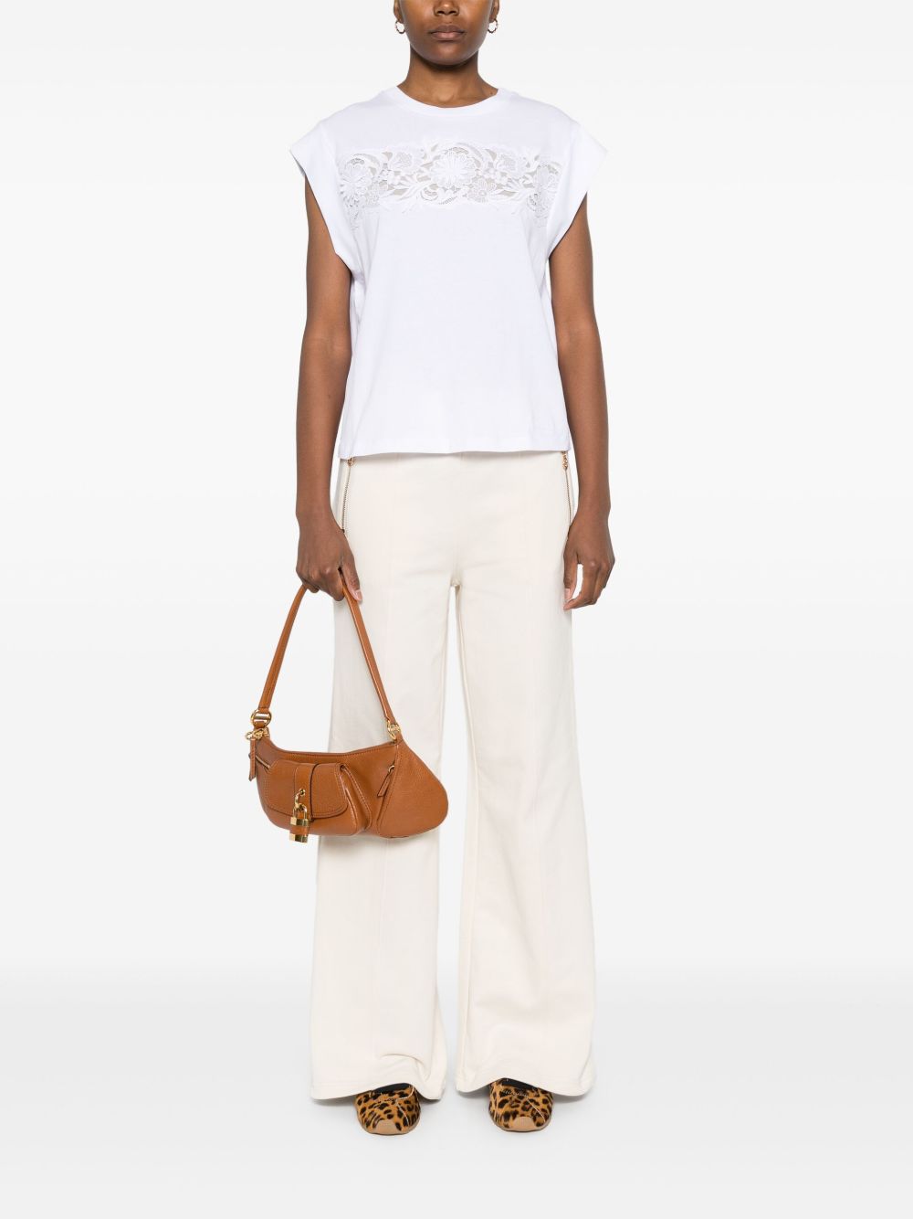 TWIN-SET Cozy Crew Neck Sweater with Cap Sleeves for Women