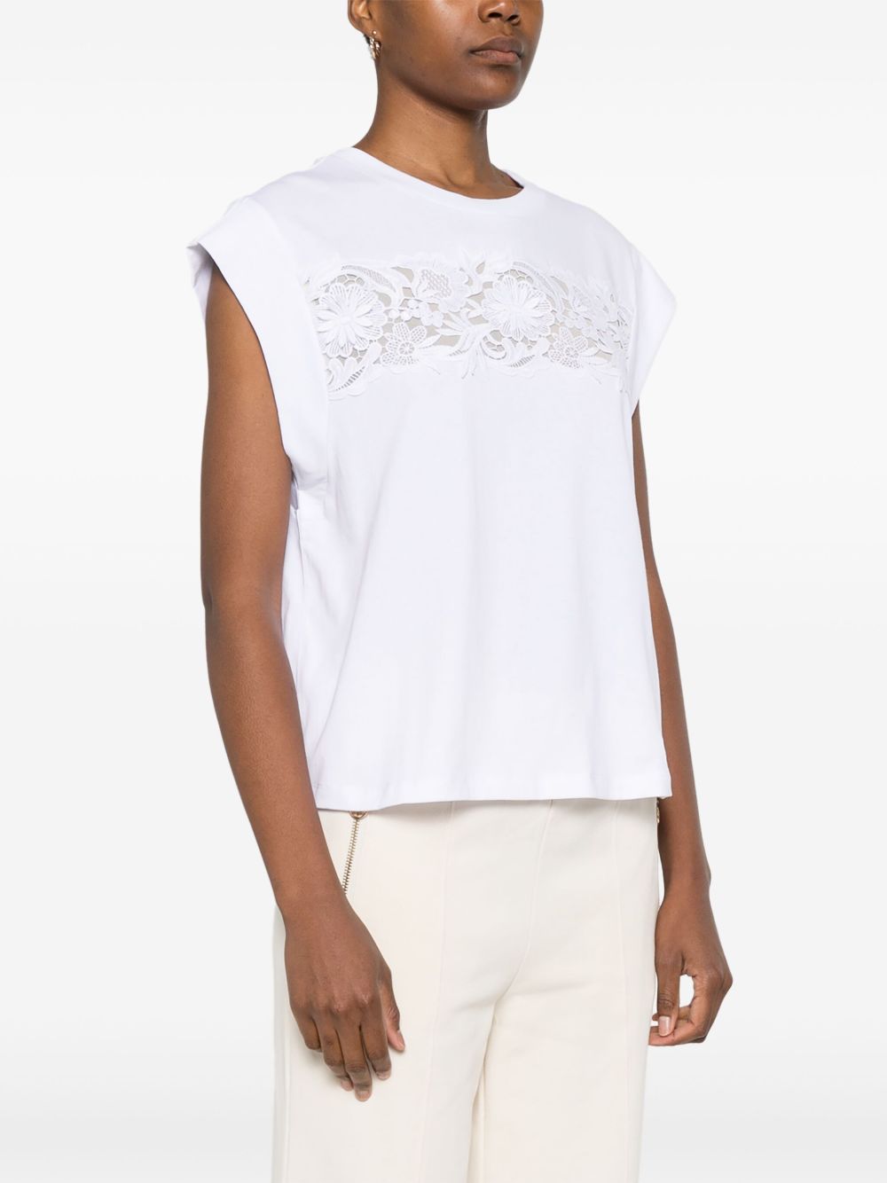 TWIN-SET Cozy Crew Neck Sweater with Cap Sleeves for Women