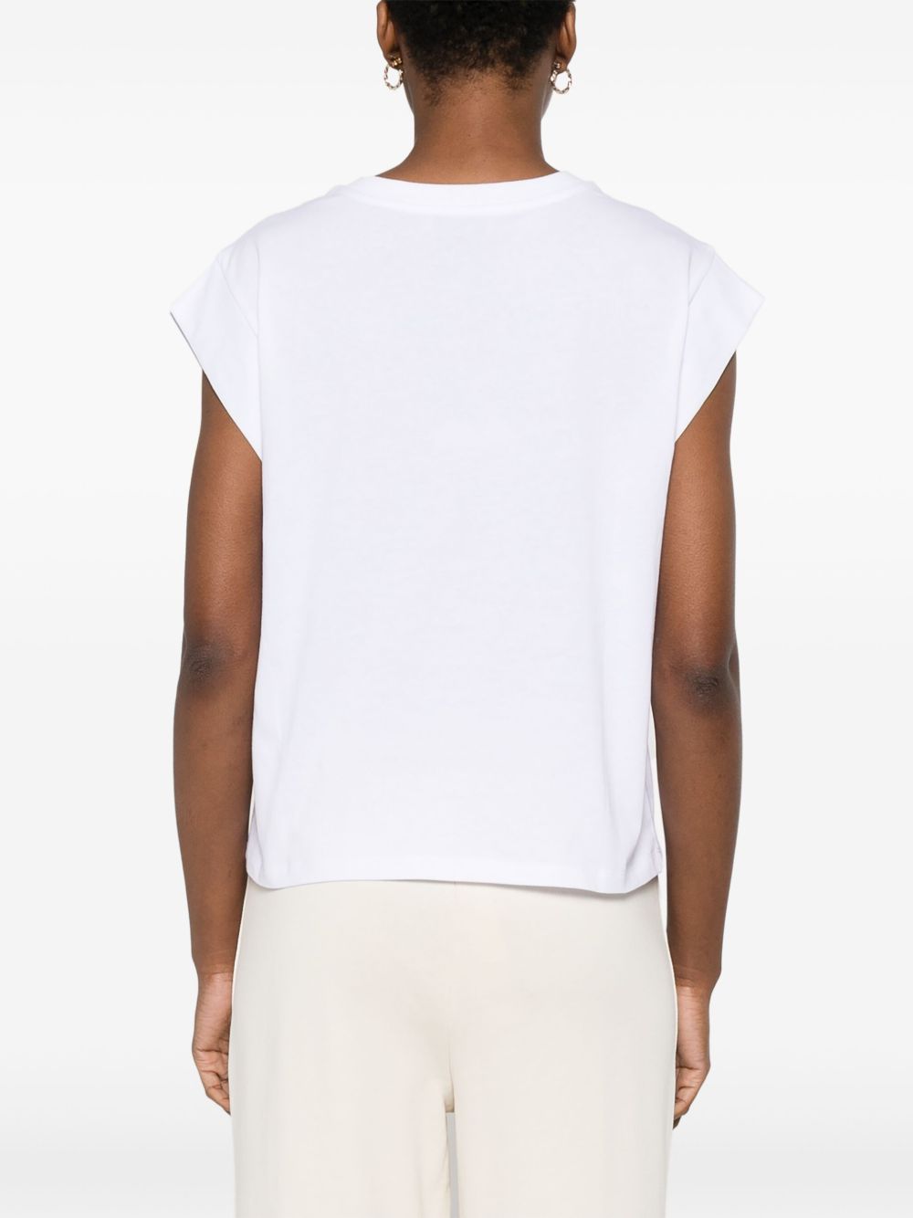 TWIN-SET Cozy Crew Neck Sweater with Cap Sleeves for Women