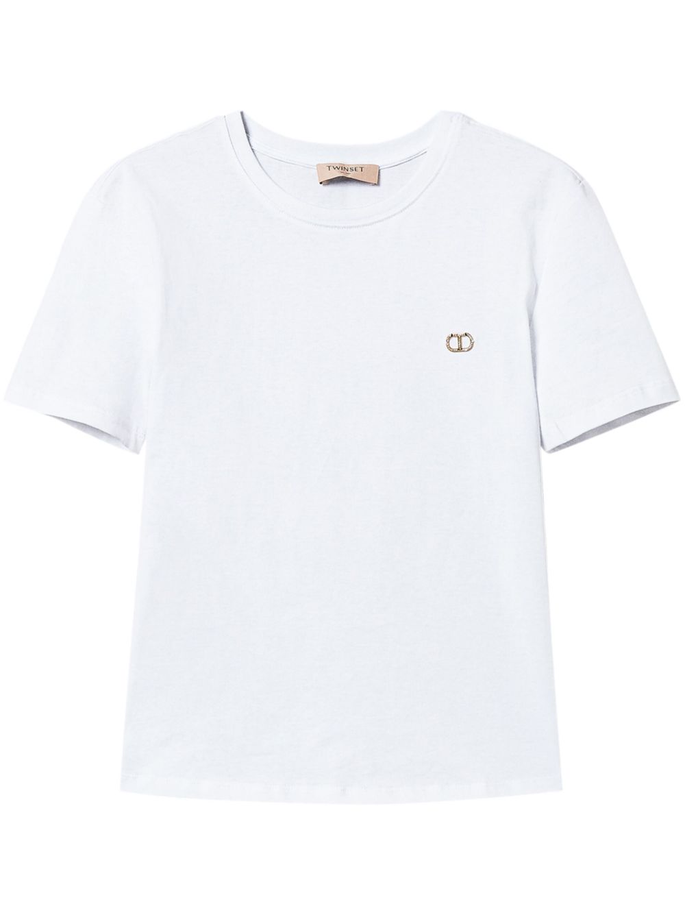 TWIN-SET Cozy 100% Cotton Short Sleeve Sweater