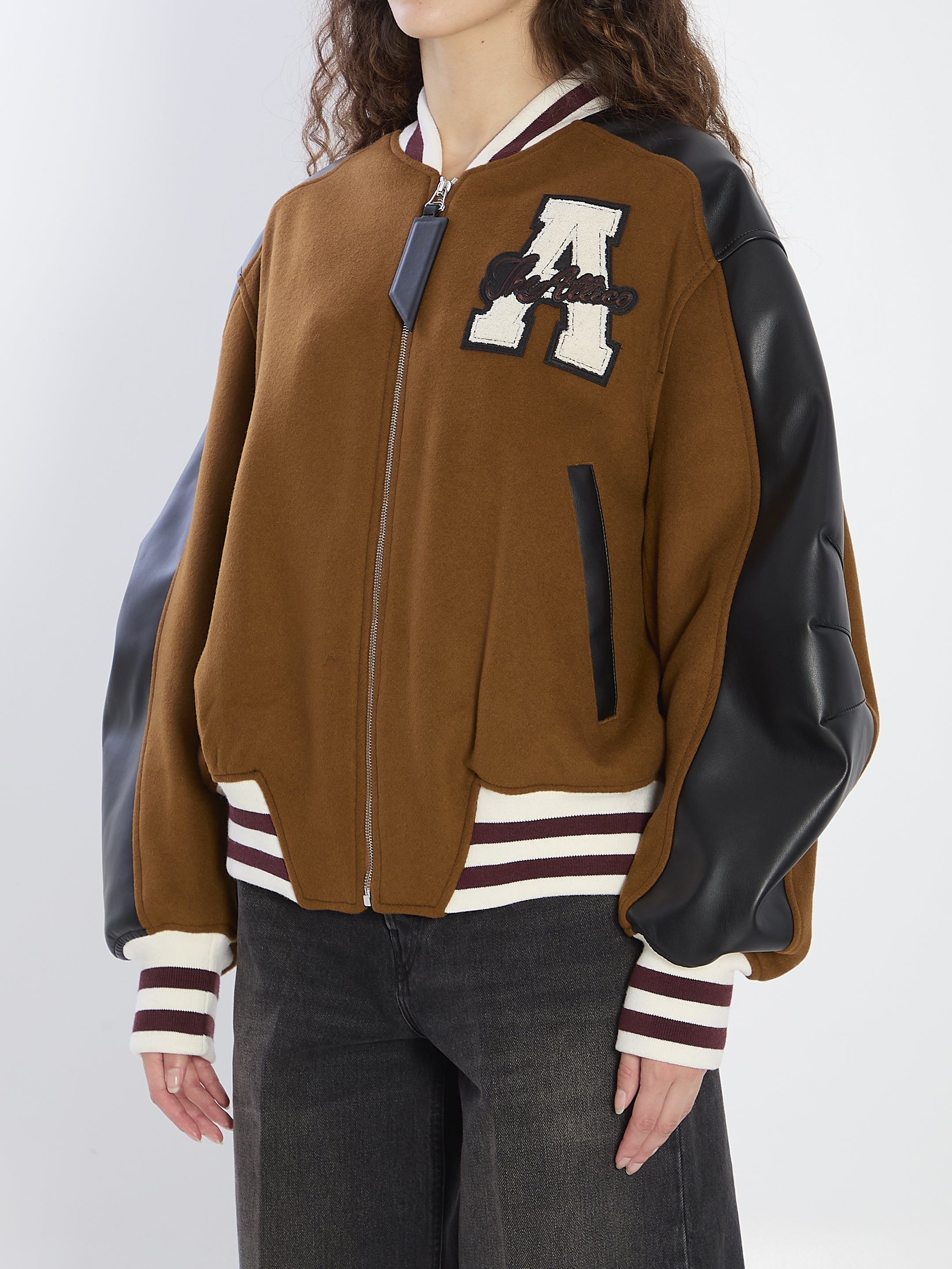 THE ATTICO Oversized Bomber Jacket with Leather Sleeves - Size 40 IT