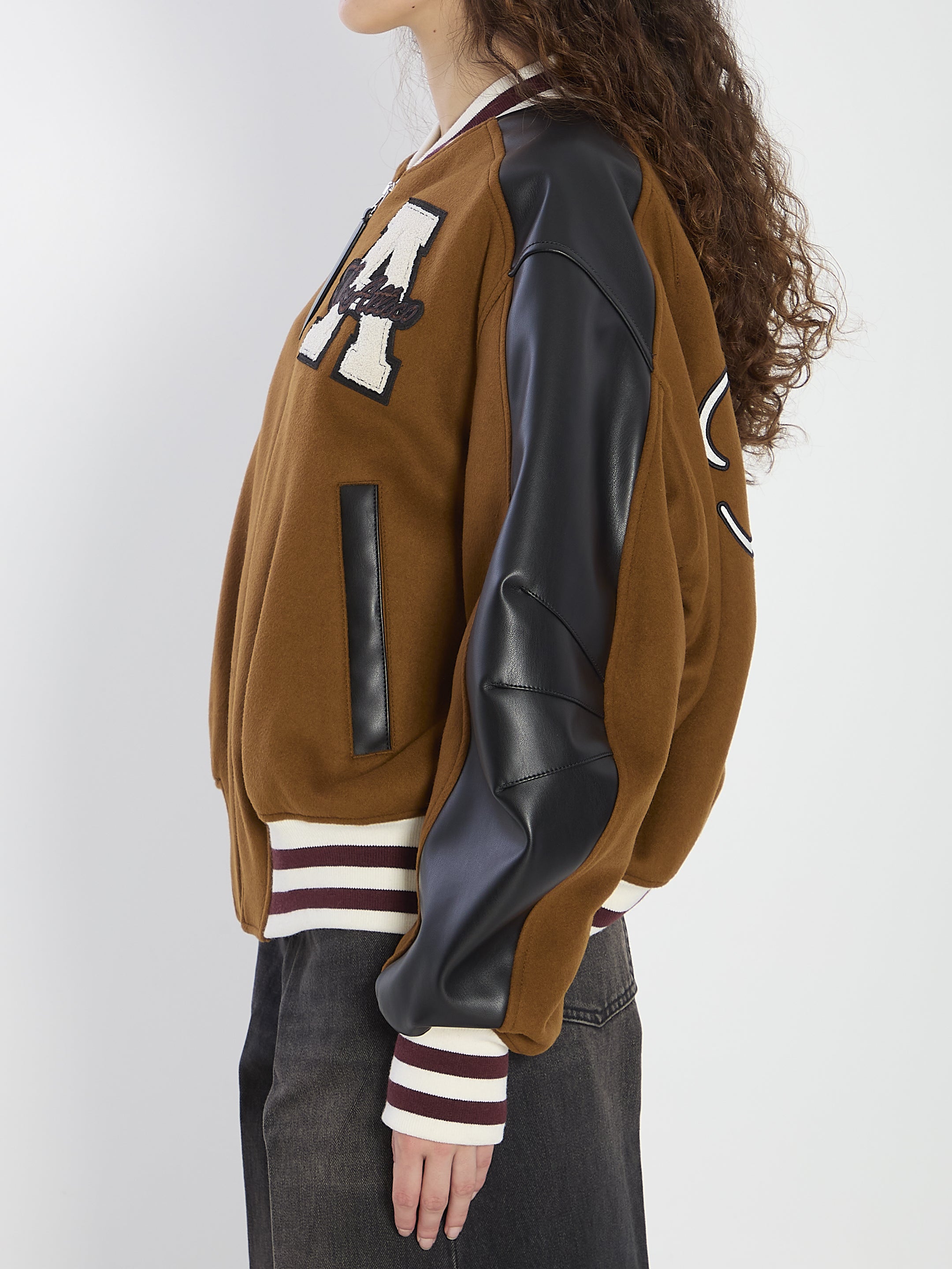 THE ATTICO Oversized Bomber Jacket with Leather Sleeves - Size 40 IT