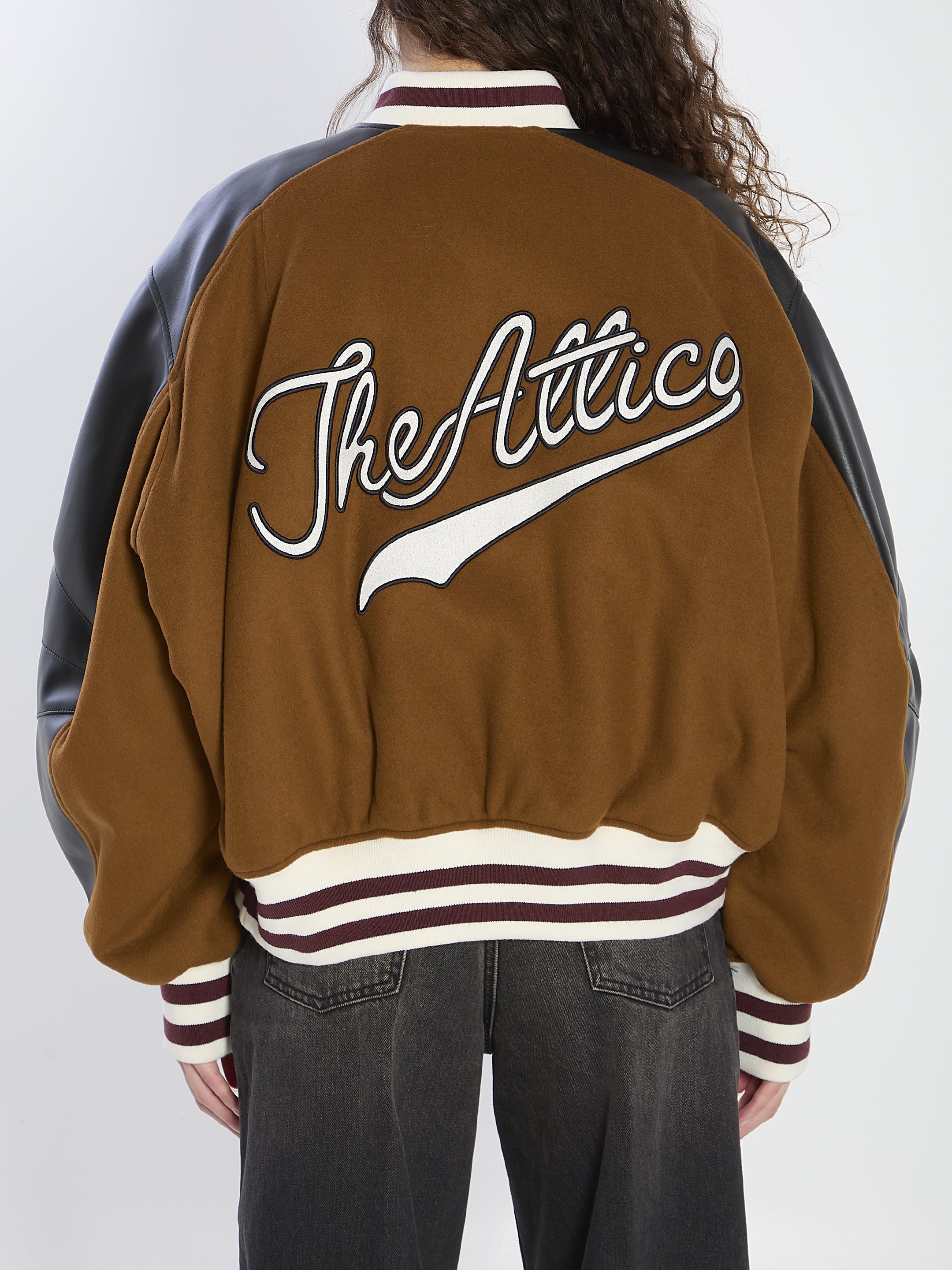 THE ATTICO Oversized Bomber Jacket with Leather Sleeves - Size 40 IT