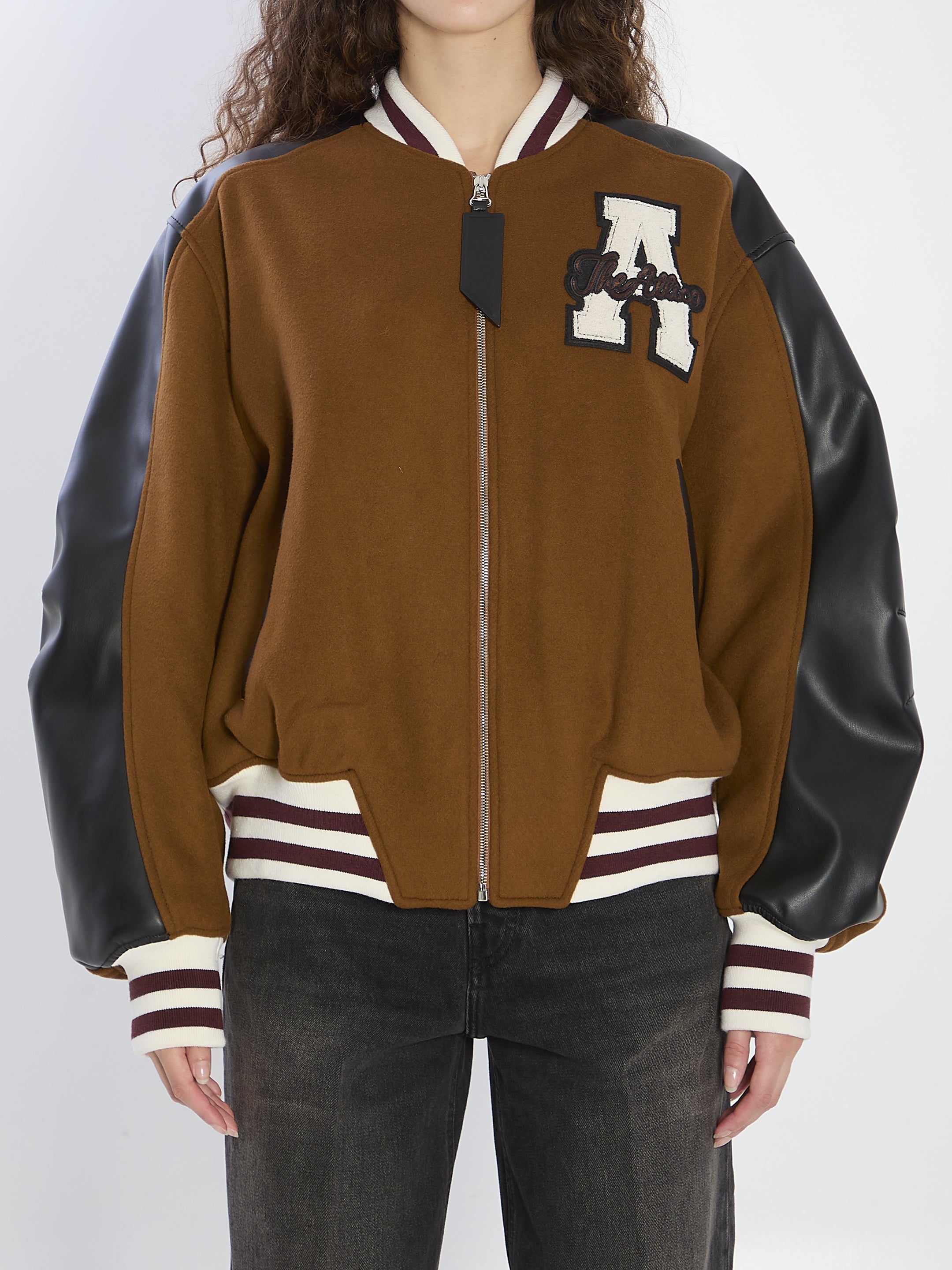 THE ATTICO Oversized Bomber Jacket with Leather Sleeves - Size 40 IT