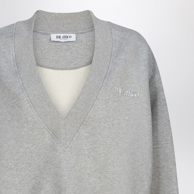 THE ATTICO Luxe Mélange Cotton Sweatshirt with Embroidered Logo