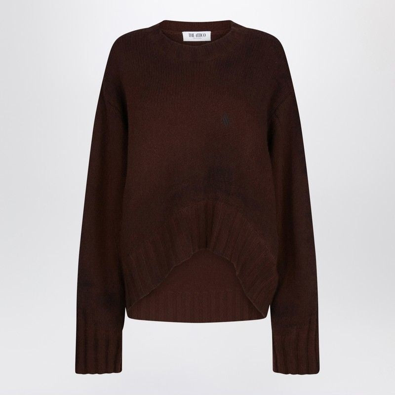 THE ATTICO Asymmetrical Wool and Cashmere Crew Neck Sweater