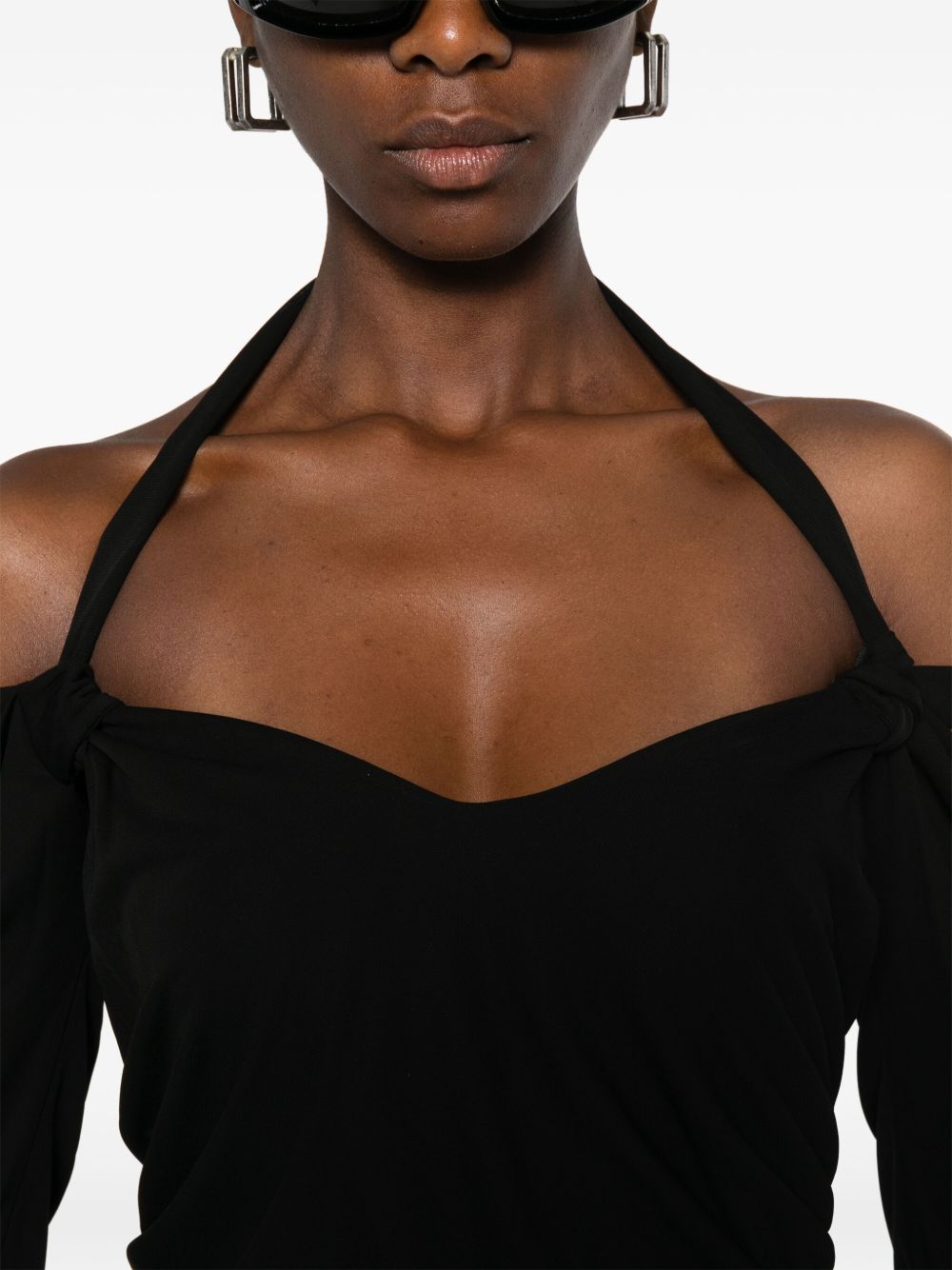 THE ATTICO Knee-Length Off-Shoulder Dress with Long Sleeves