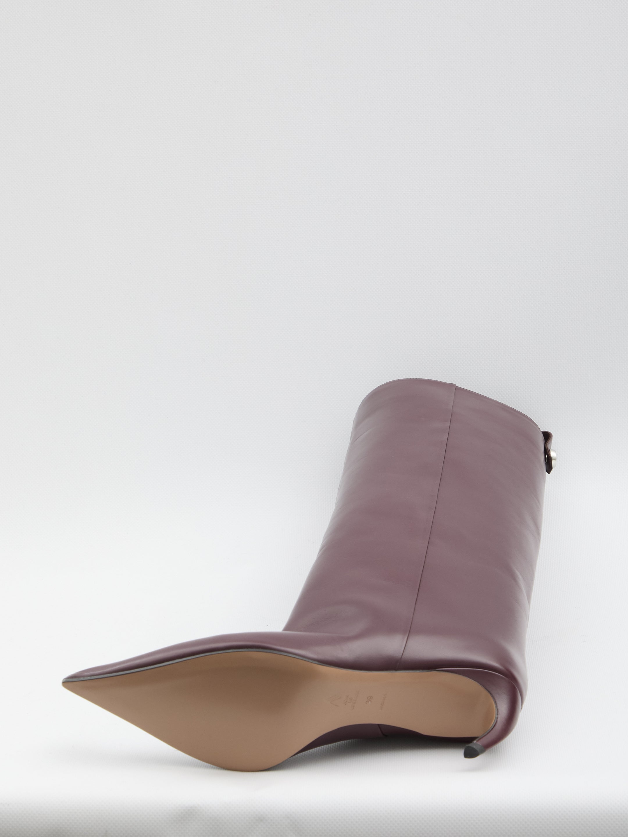 THE ATTICO Pointed Toe Leather Boots with Curved Heel - 6.5 cm