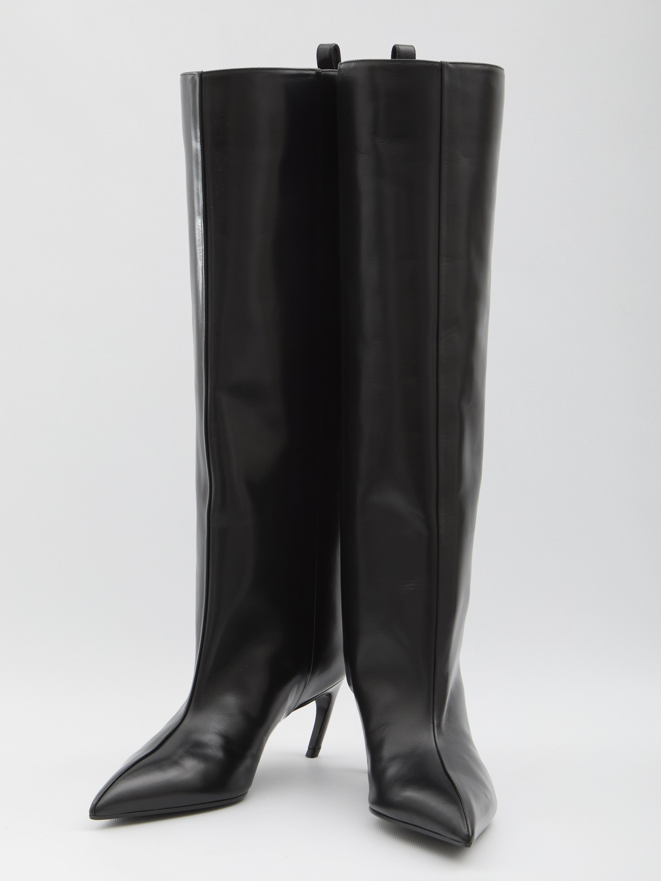 THE ATTICO Pointed Design Boots with Curved Heel - 6.5 cm Heels
