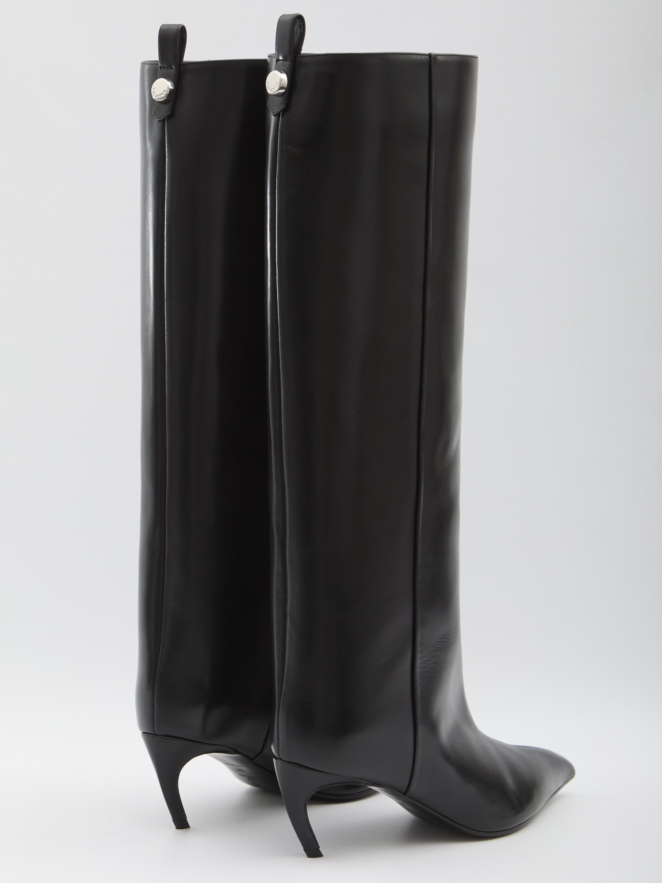 THE ATTICO Pointed Design Boots with Curved Heel - 6.5 cm Heels