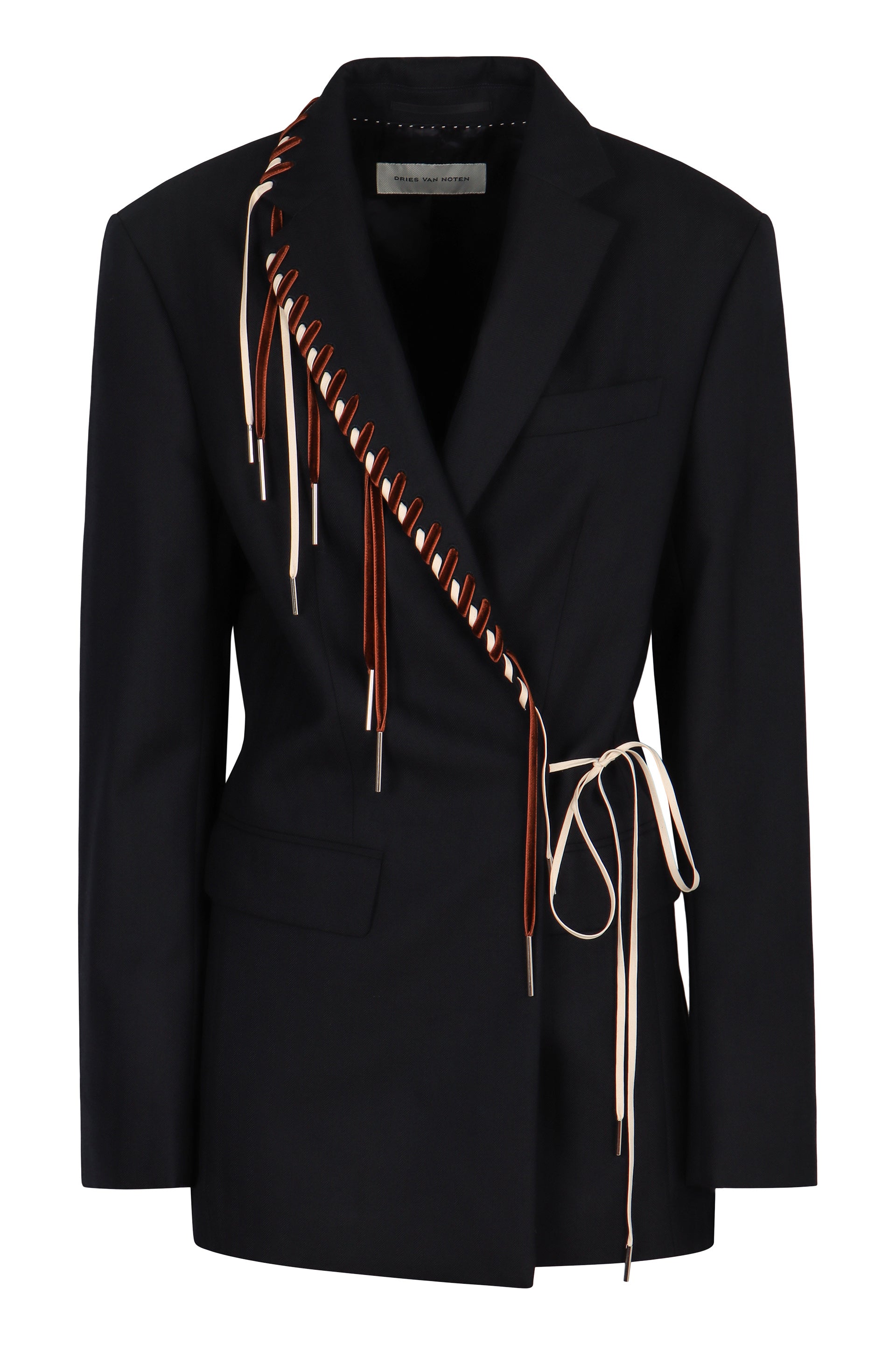 DRIES VAN NOTEN Wool Blazer with Asymmetrical Design for Women - FW25