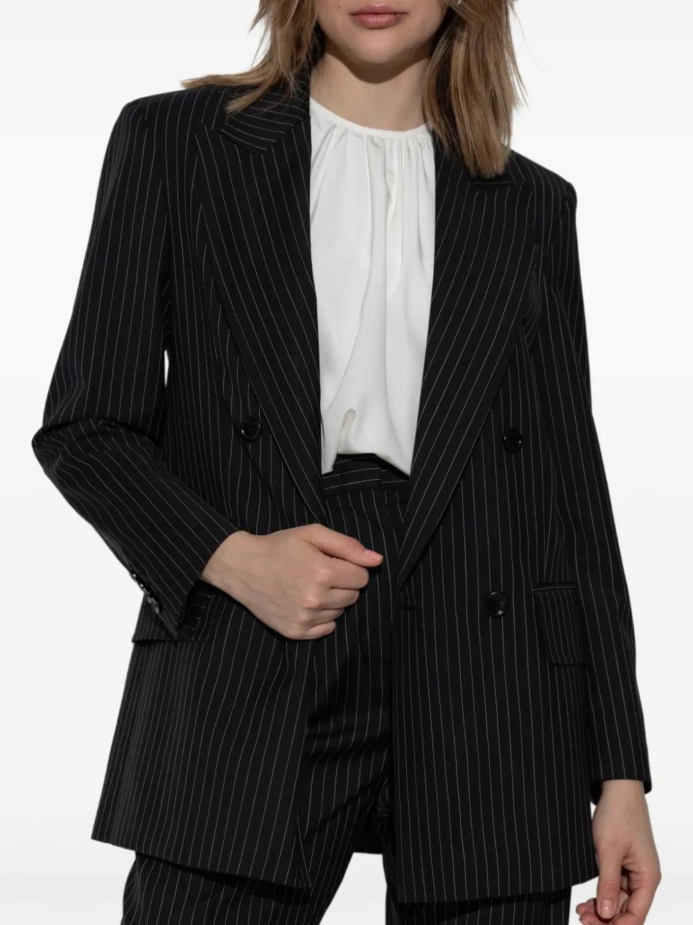 MAX MARA Pinstriped Wool Double-Breasted Blazer