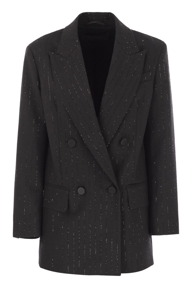 MAX MARA Double-Breasted Tuxedo Blazer in Wool with Sequins