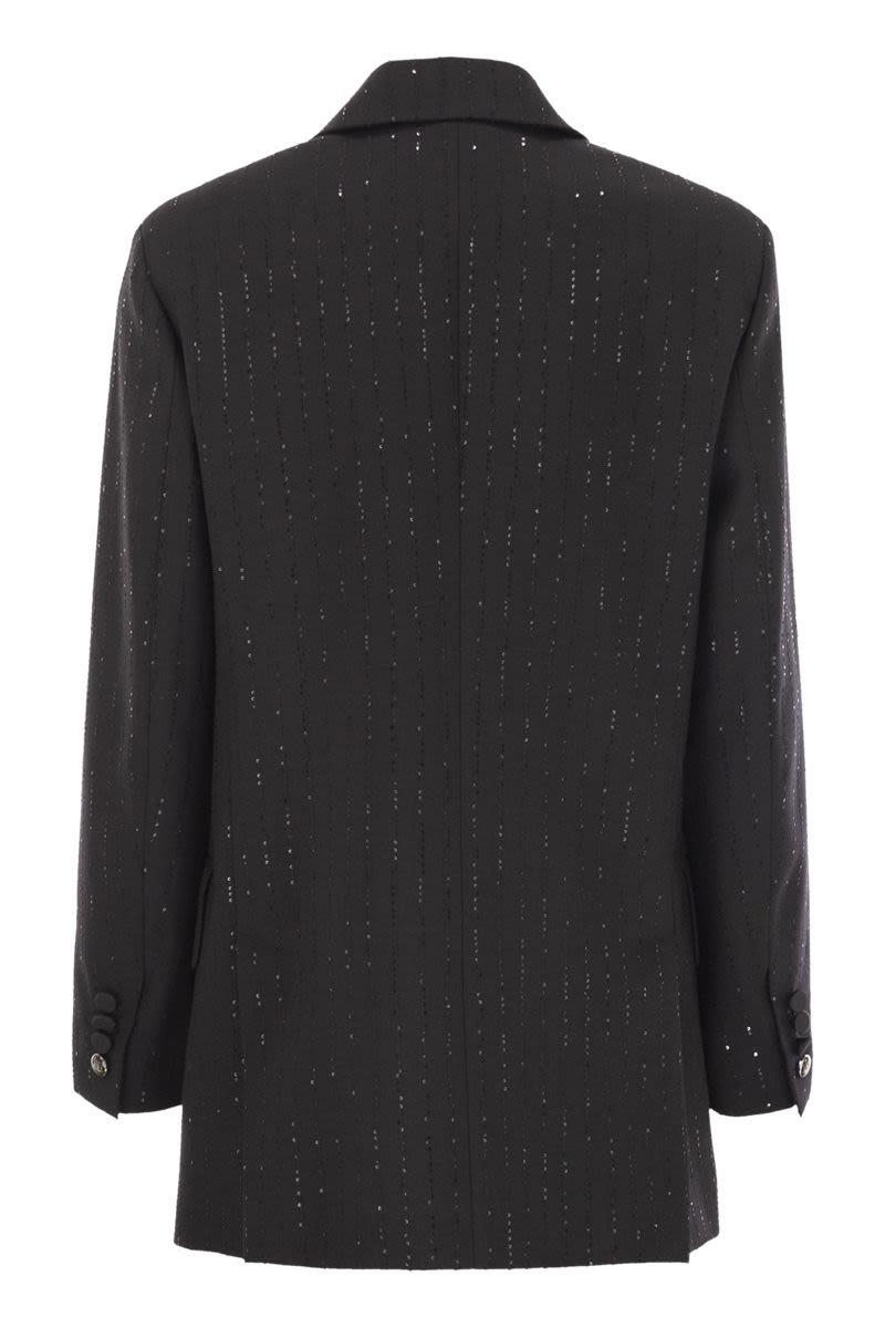 MAX MARA Double-Breasted Tuxedo Blazer in Wool with Sequins