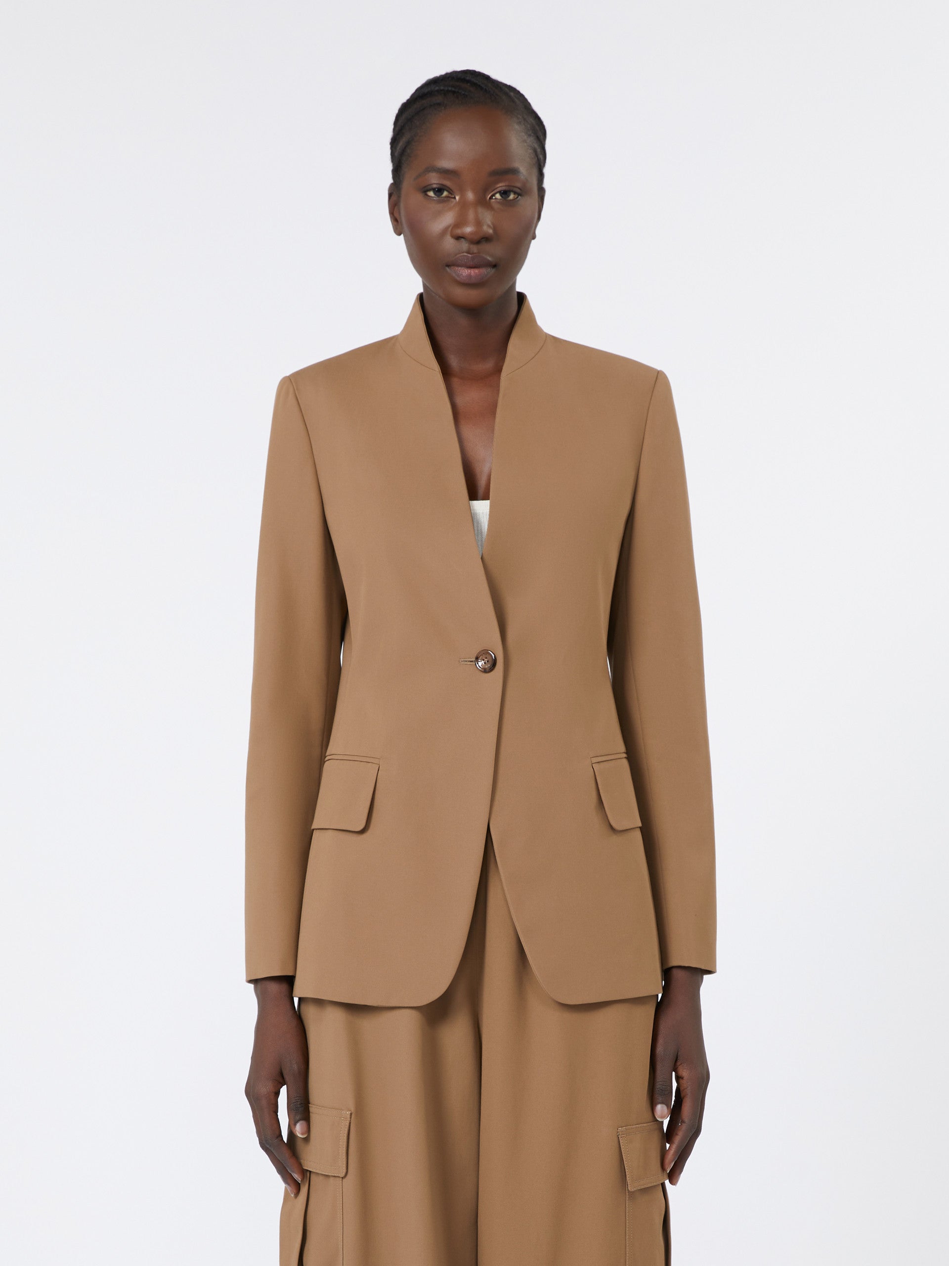 MAX MARA Fluid Cotton Twill Jacket with Stand Collar - FW25