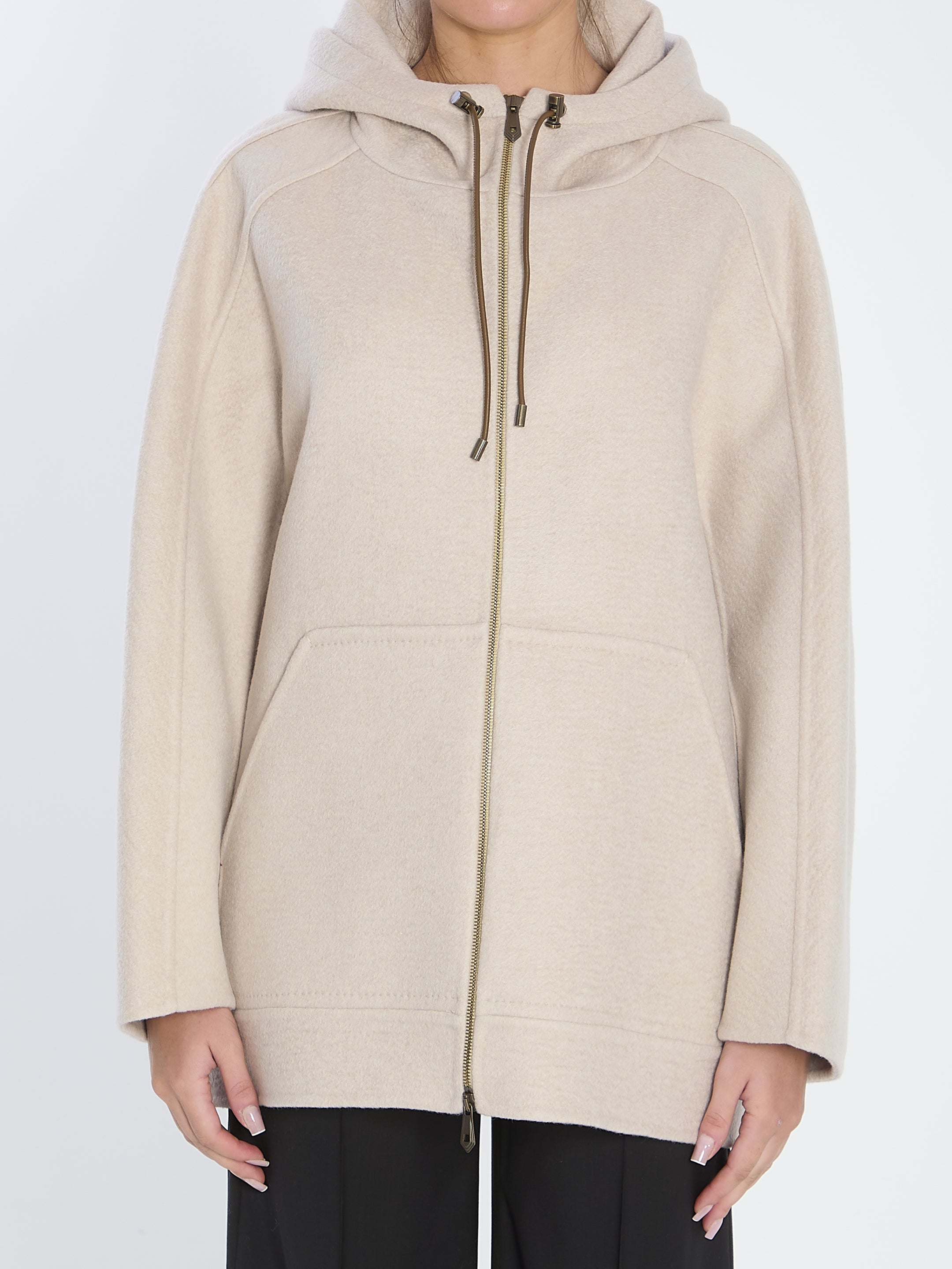 MAX MARA Oversized Cashmere Atelier Jacket with Drawstring Hood - Size 38