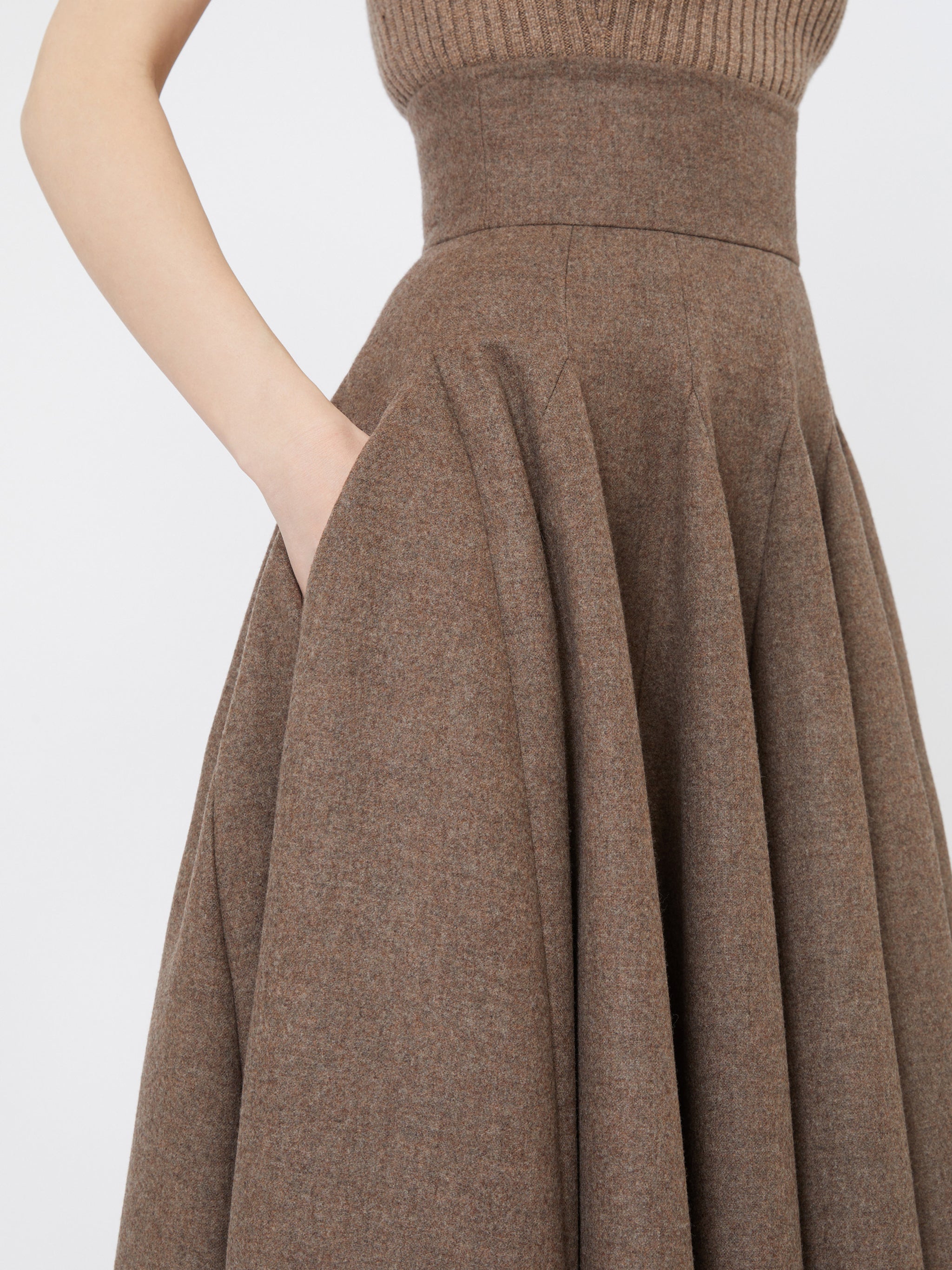 MAX MARA Wide Flared Wool Felt Skirt - Size 40