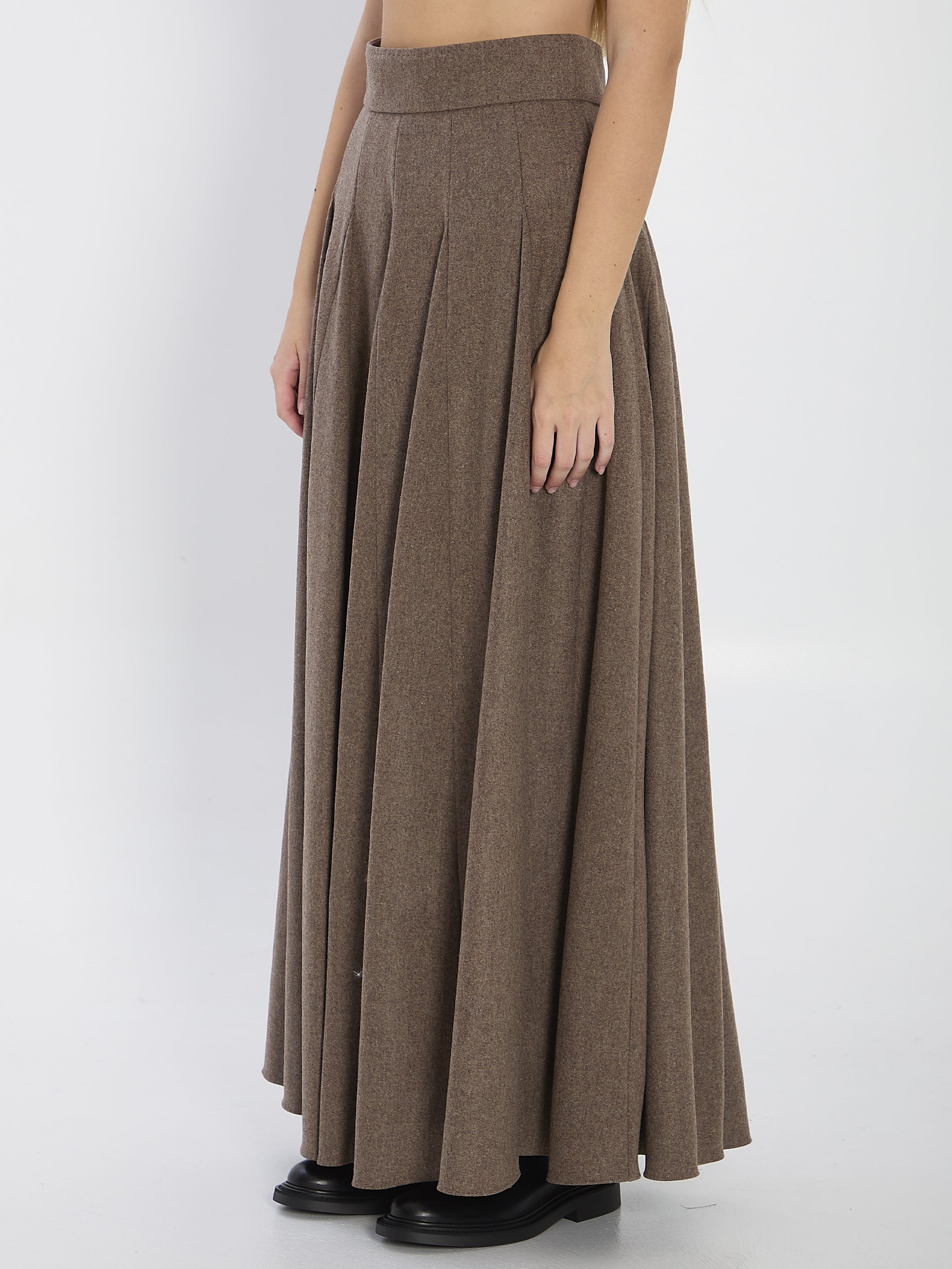 MAX MARA Flared Wool Midi Skirt (Size 40)