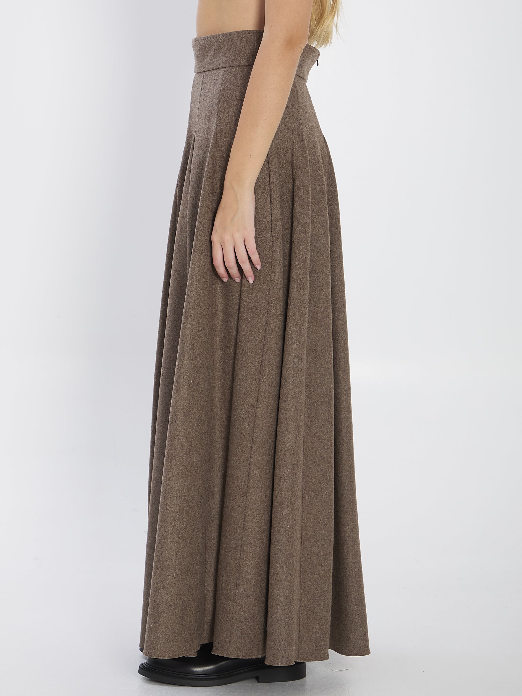 MAX MARA Flared Wool Midi Skirt (Size 40)