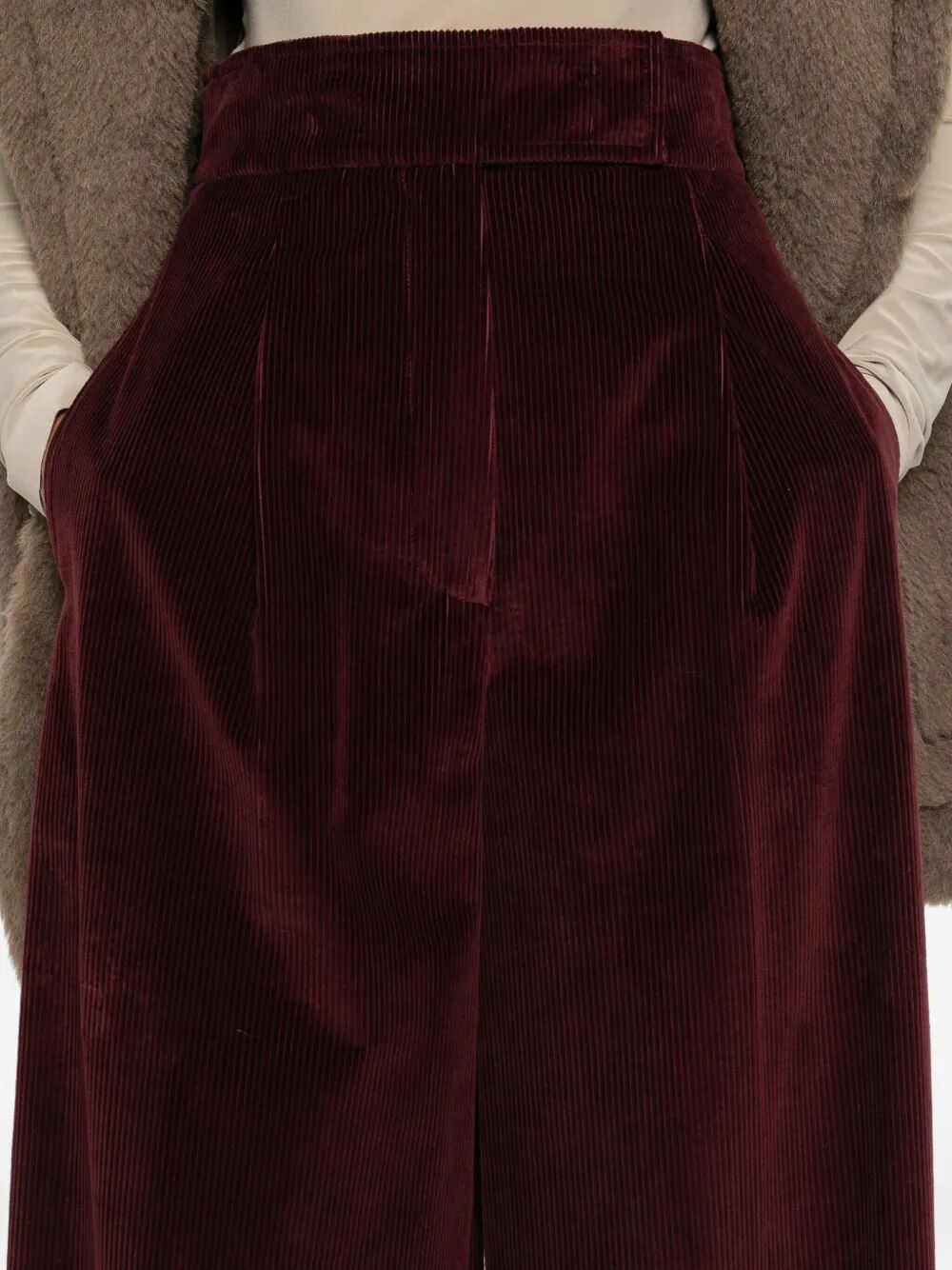 MAX MARA Wide-Leg Velvet Trousers - High-Waisted