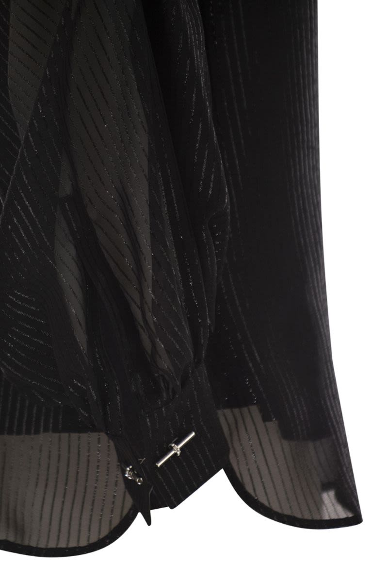 MAX MARA Striped Silk Chiffon Blouse with Removable Tie