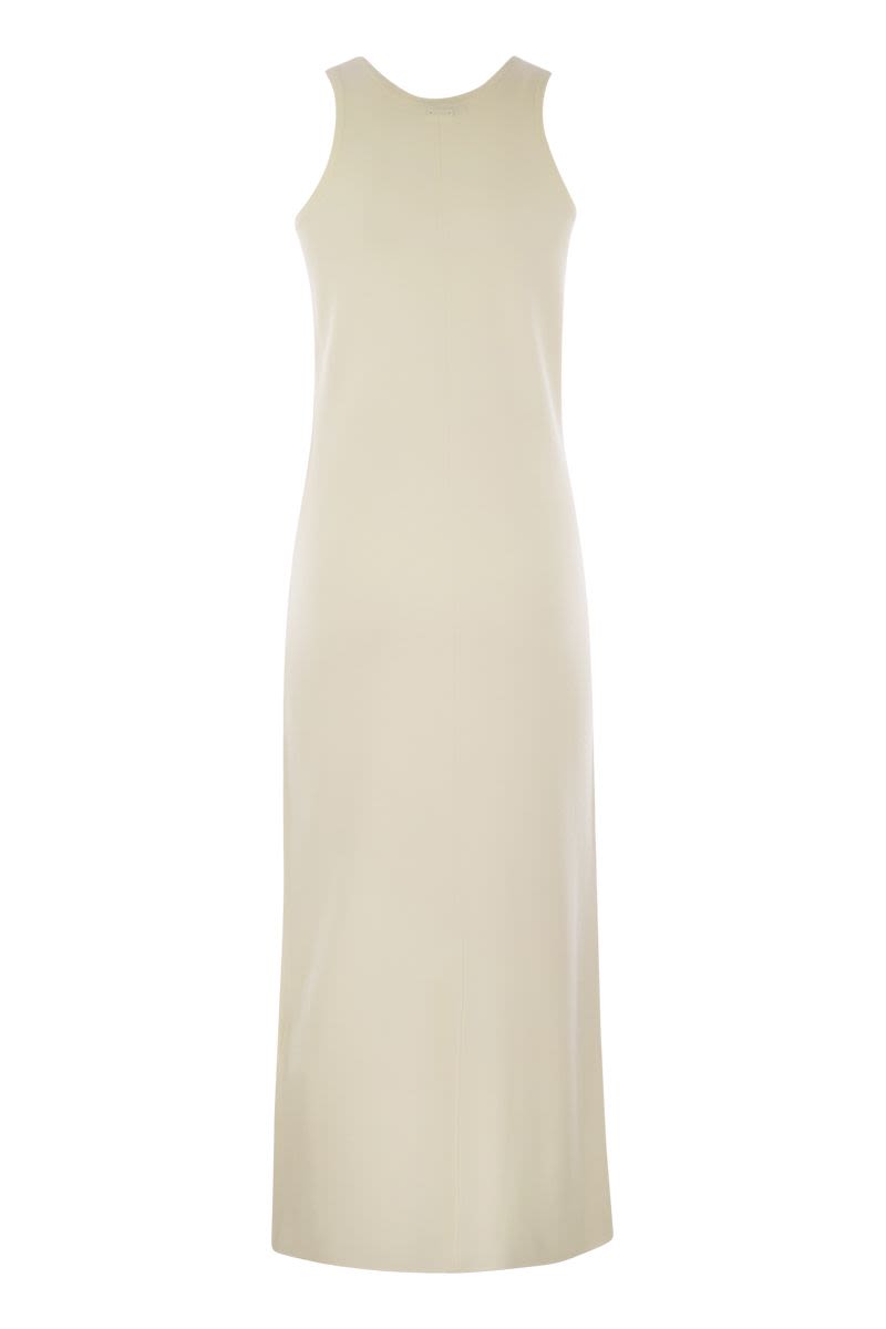 MAX MARA Slim Fit Wool Dress with American Neckline and Central Slit