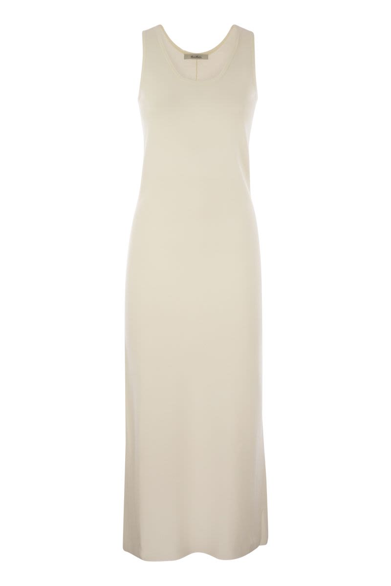 MAX MARA Slim Fit Wool Dress with American Neckline and Central Slit
