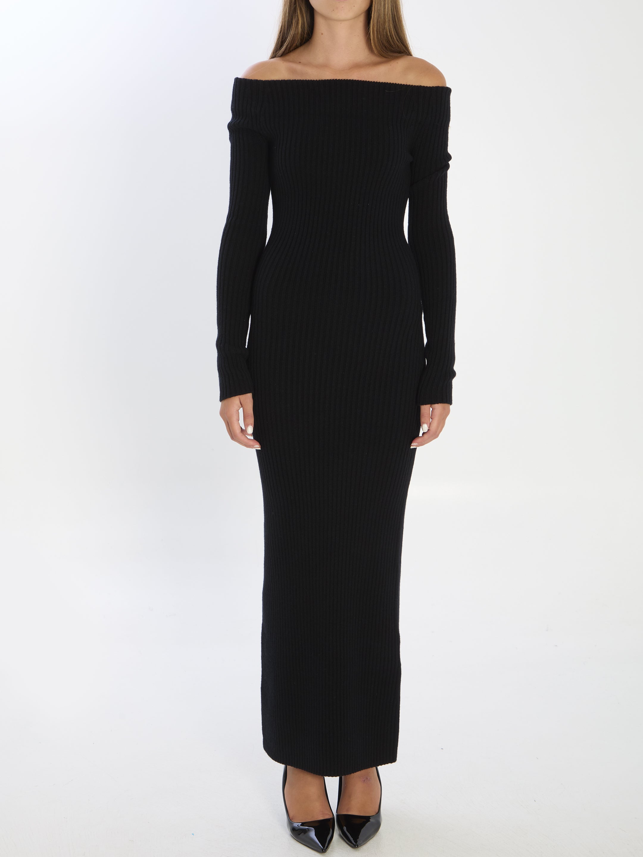MAX MARA Elegant Maxi Dress in Soft Wool-Cashmere Blend