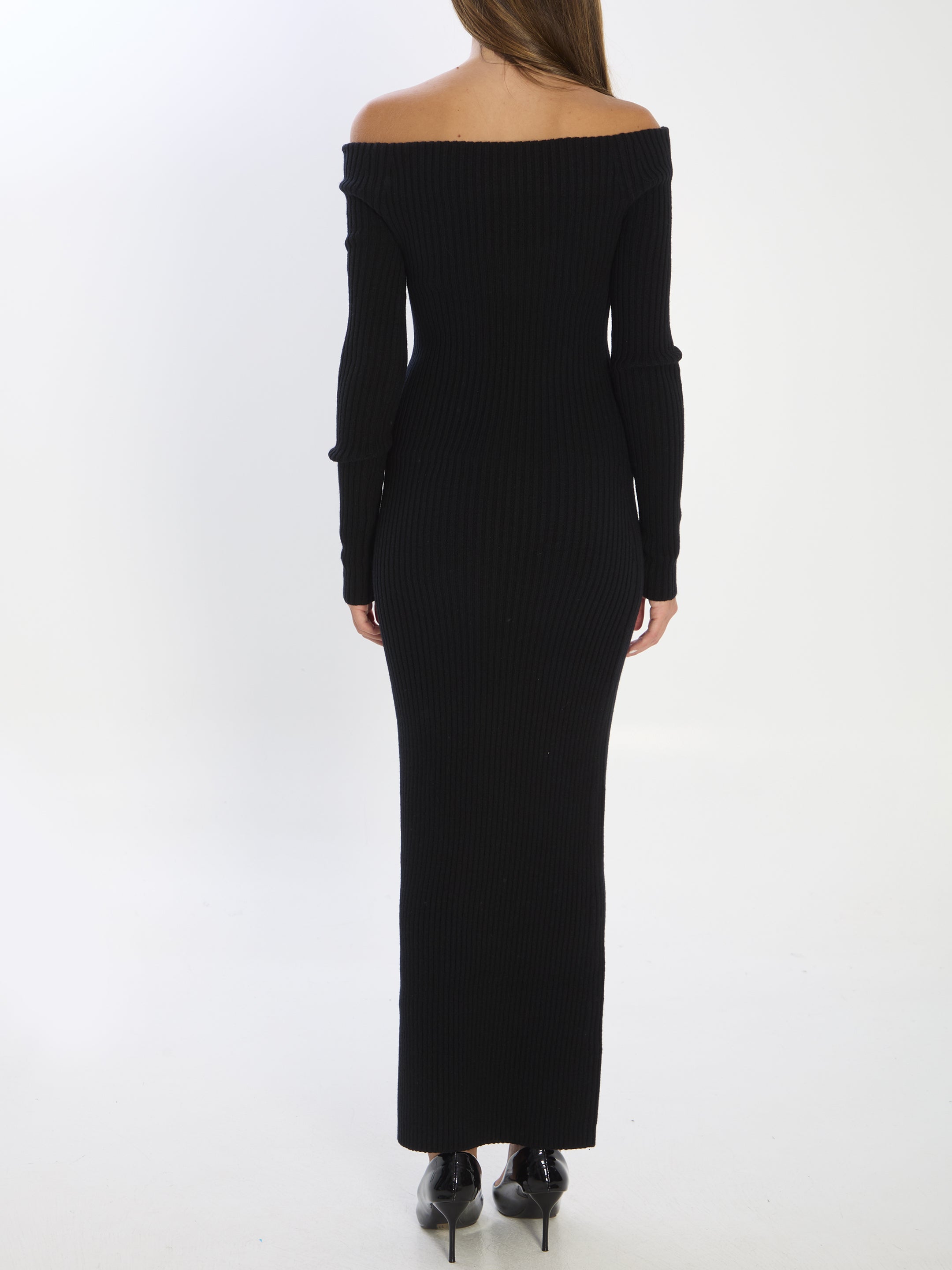 MAX MARA Elegant Maxi Dress in Soft Wool-Cashmere Blend