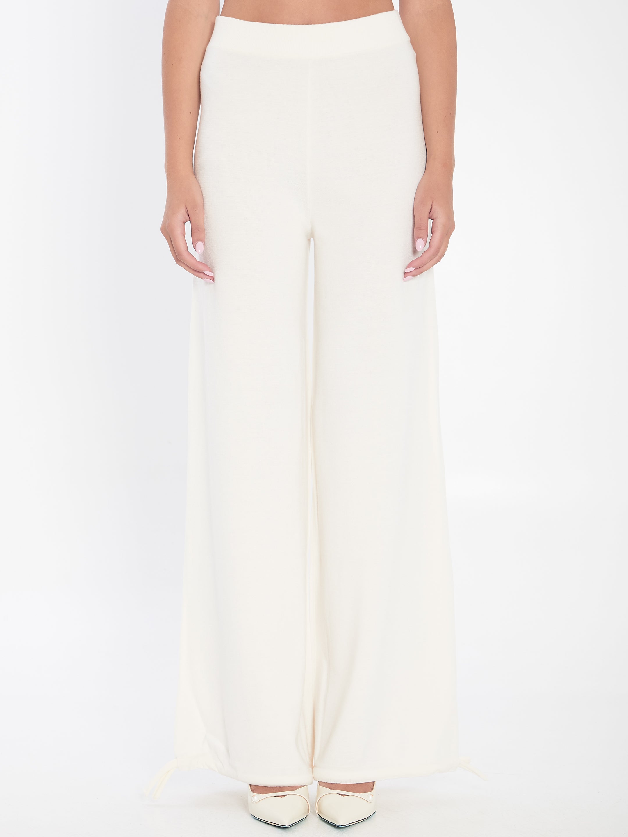 MAX MARA Wool Yarn Trousers with Wide Leg and Relaxed Fit - Medium