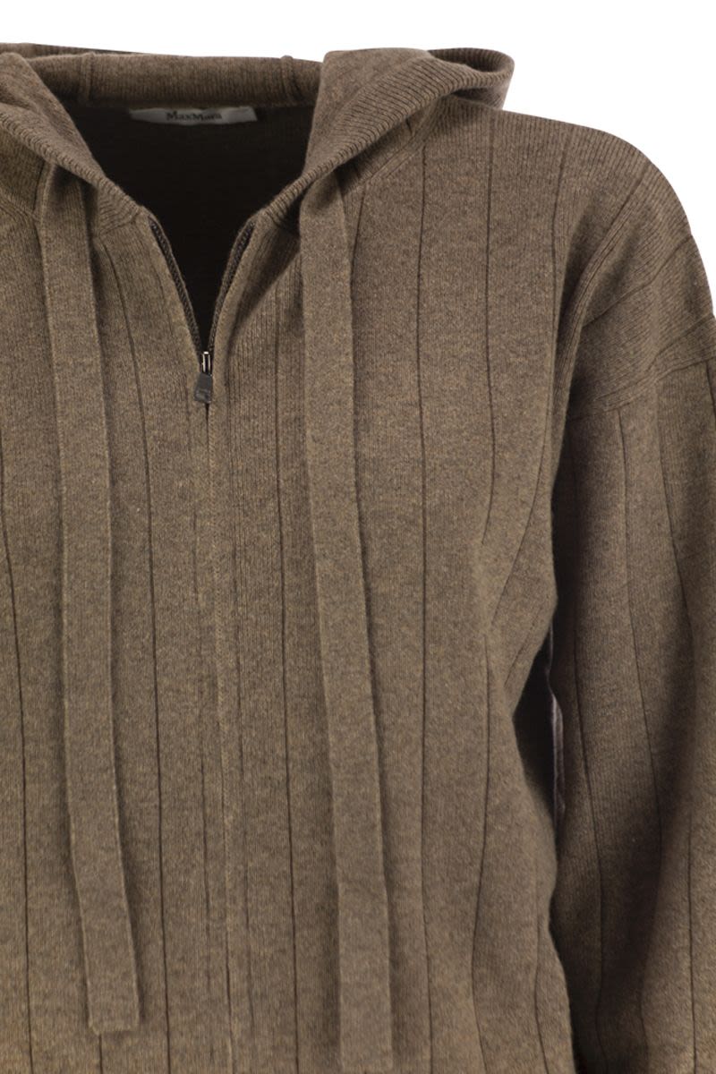 MAX MARA Cashmere Yarn Cardigan with Drawstring Hood - Mini Length