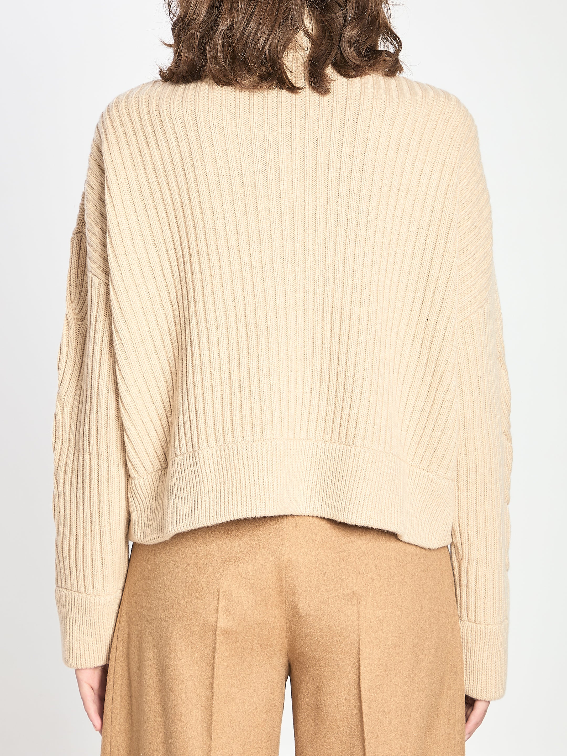 MAX MARA Ribbed Wool and Cashmere Cardigan - Cropped Design, Regular Fit, Women’s Size M