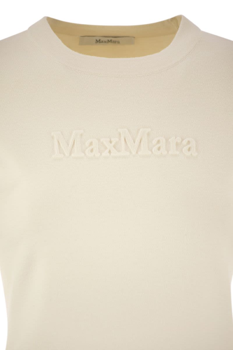 MAX MARA Crew-Neck Semi-Sheer Sweater with Embossed Lettering