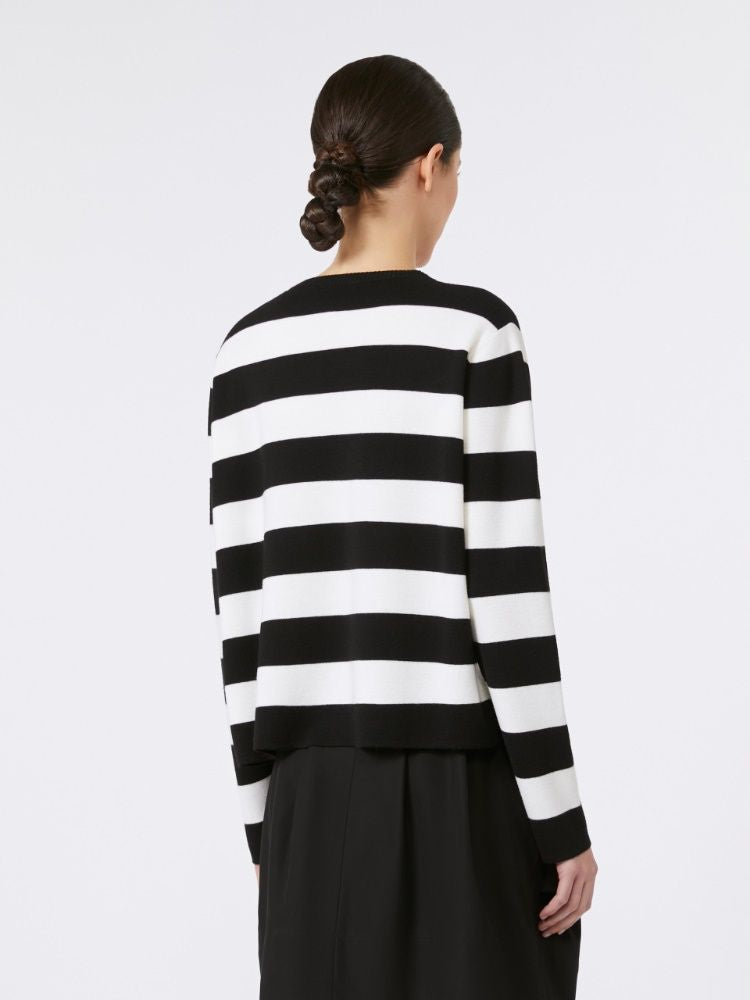 MAX MARA Embroidered Striped Wool Sweater - Boxy Fit, Size M