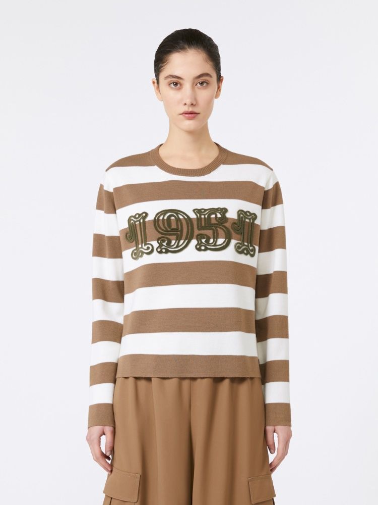 MAX MARA Embroidered Wool Sweater - Boxy Fit, Size M