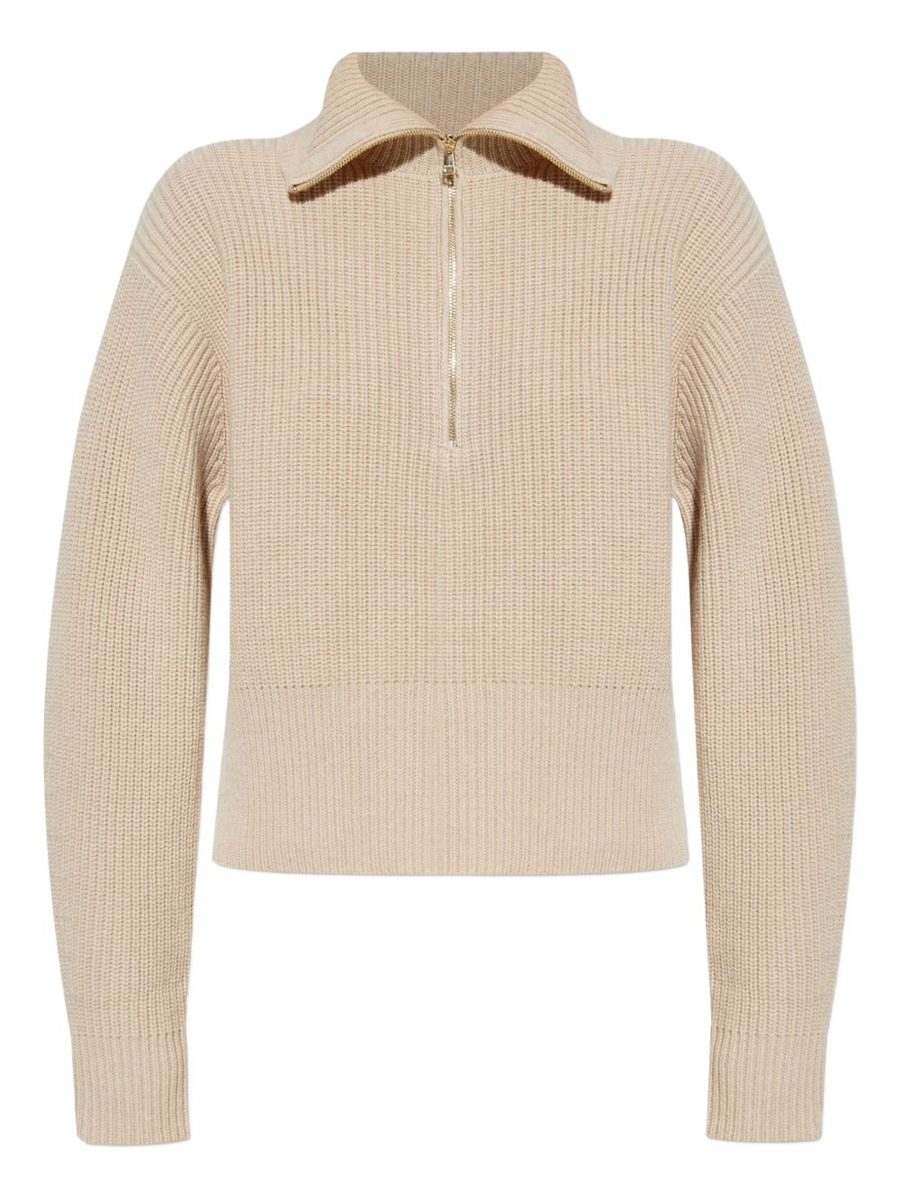 MAX MARA Wool and Cashmere Relaxed Fit High Neck Sweater with Zip