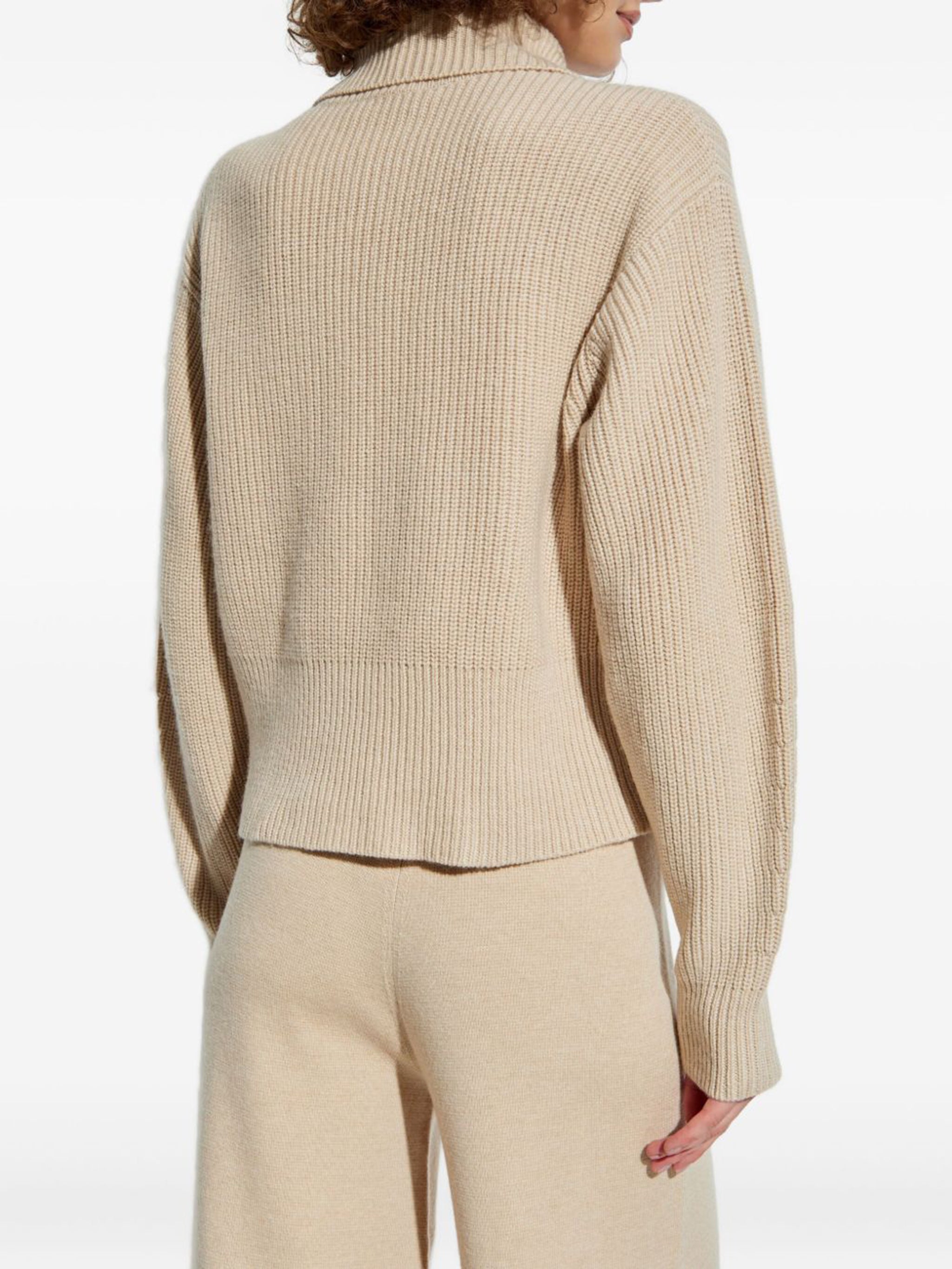 MAX MARA Wool and Cashmere Relaxed Fit High Neck Sweater with Zip