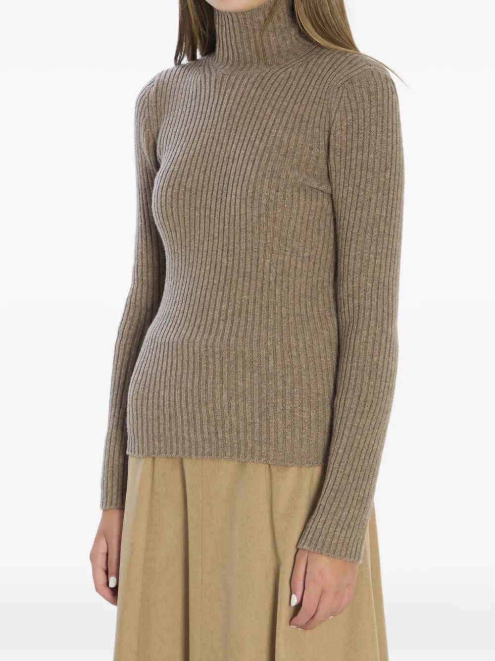 MAX MARA Slim Fit Ribbed Wool and Cashmere Turtleneck Jumper