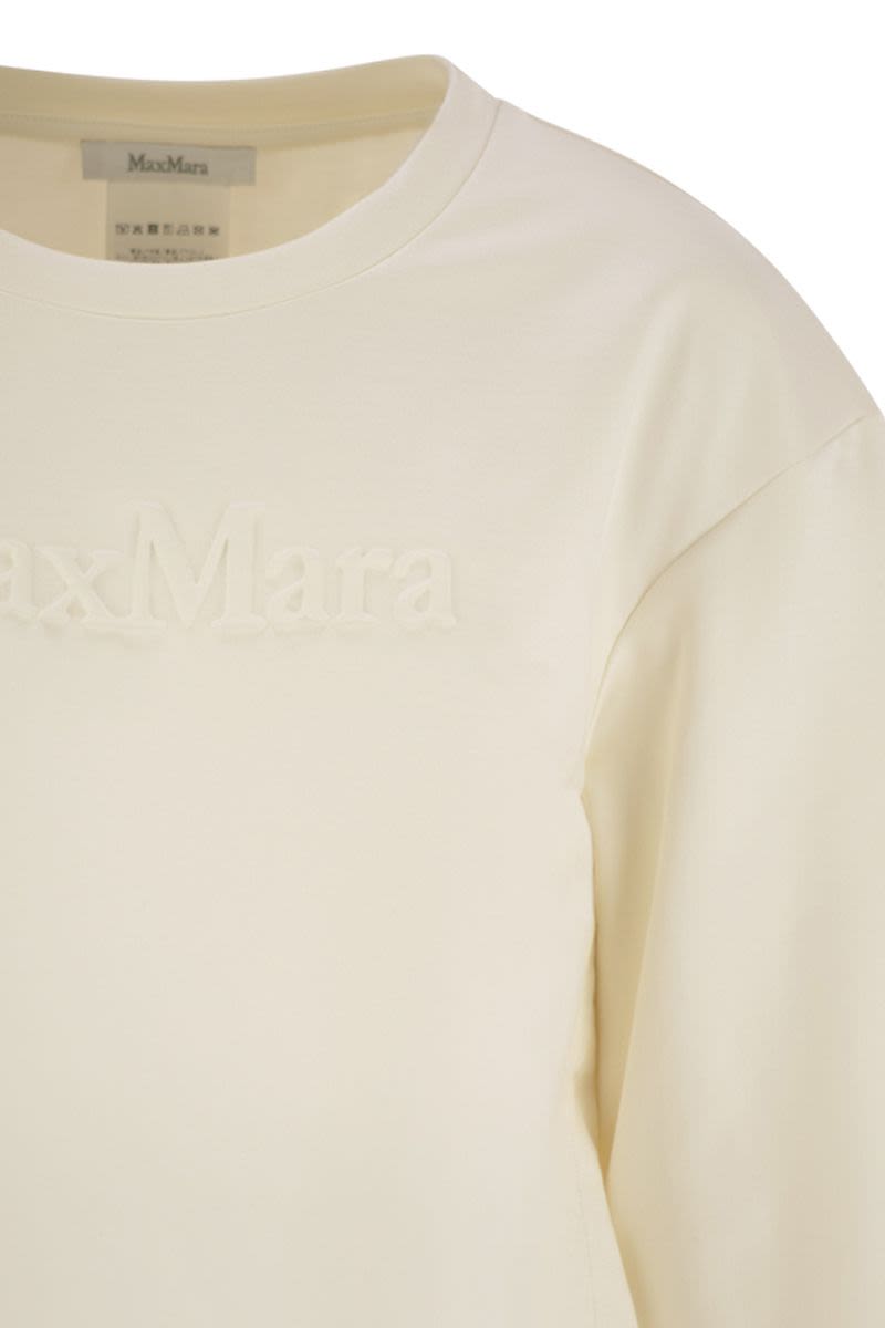 MAX MARA Embroidered Lettered Sweatshirt with Long Sleeves and Deep Side Slits - Size S
