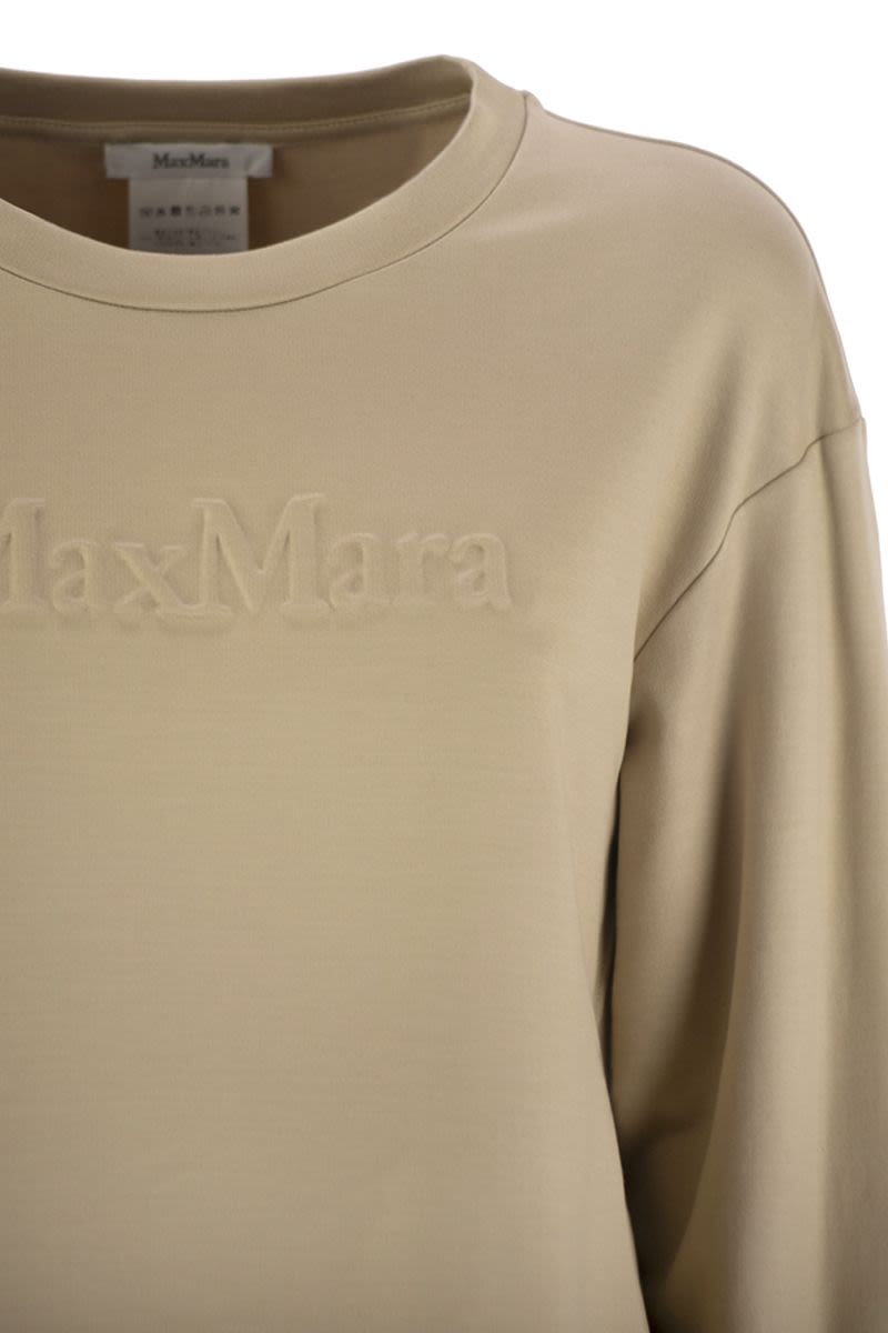 MAX MARA Silk and Cotton Crewneck Sweatshirt with Embossed Logo - FW25