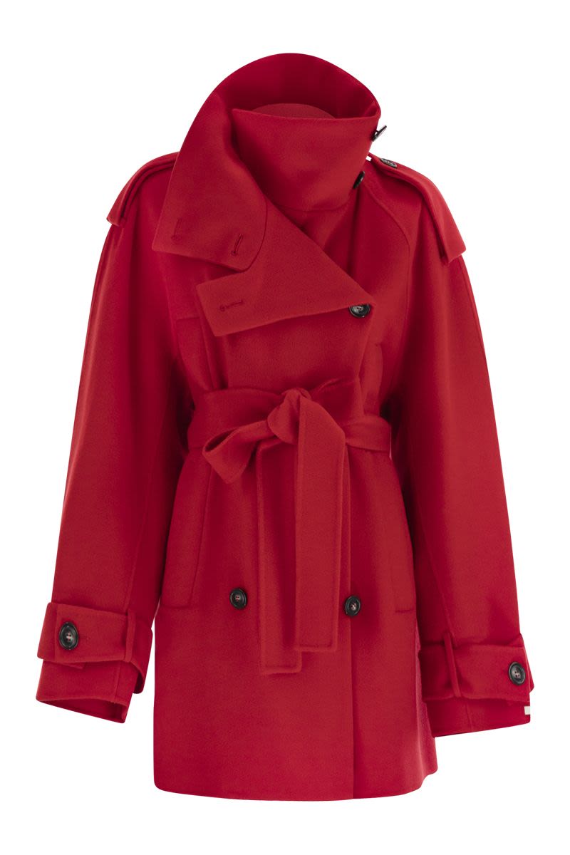 MAX MARA SPORTMAX Oversized Short Wool Trench Jacket