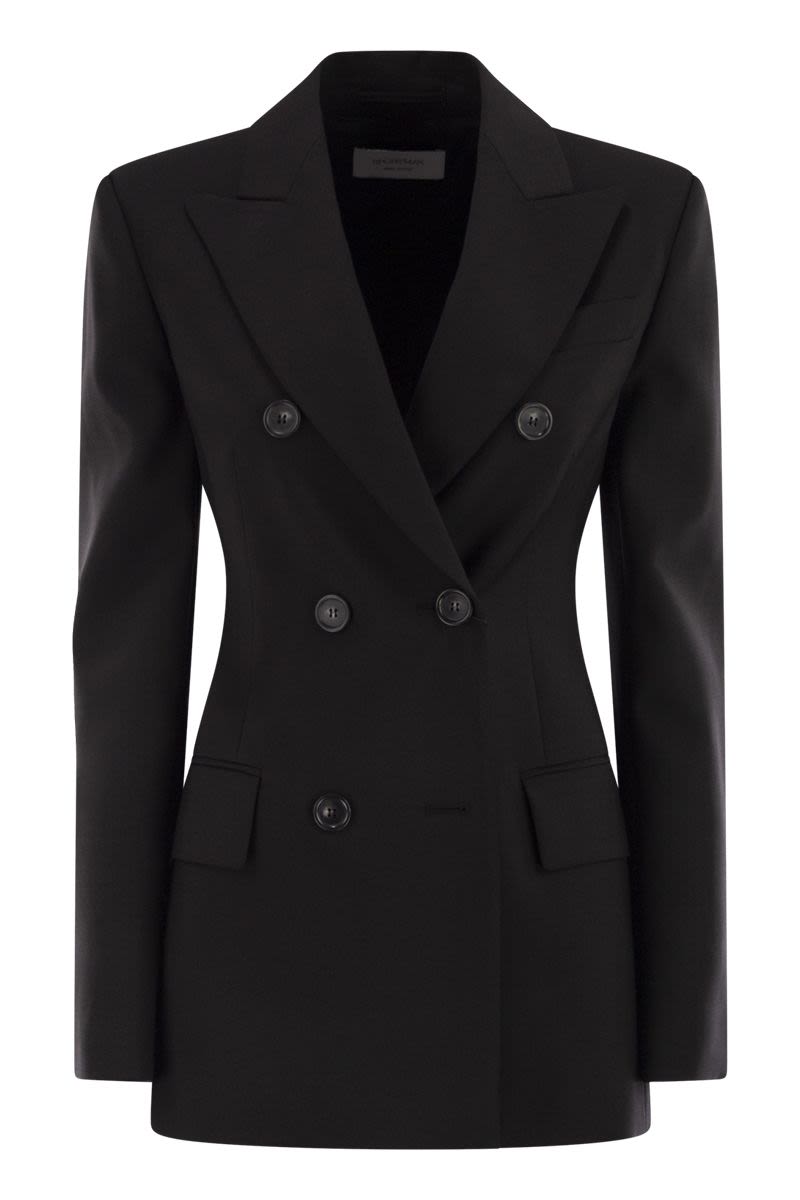 MAX MARA SPORTMAX Tailored Double-Breasted Mini Blazer in Pure Natural Stretch Wool