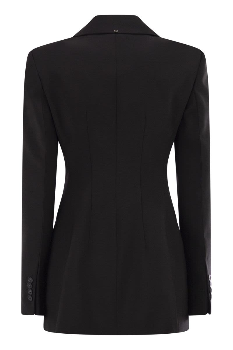 MAX MARA SPORTMAX Tailored Double-Breasted Mini Blazer in Pure Natural Stretch Wool